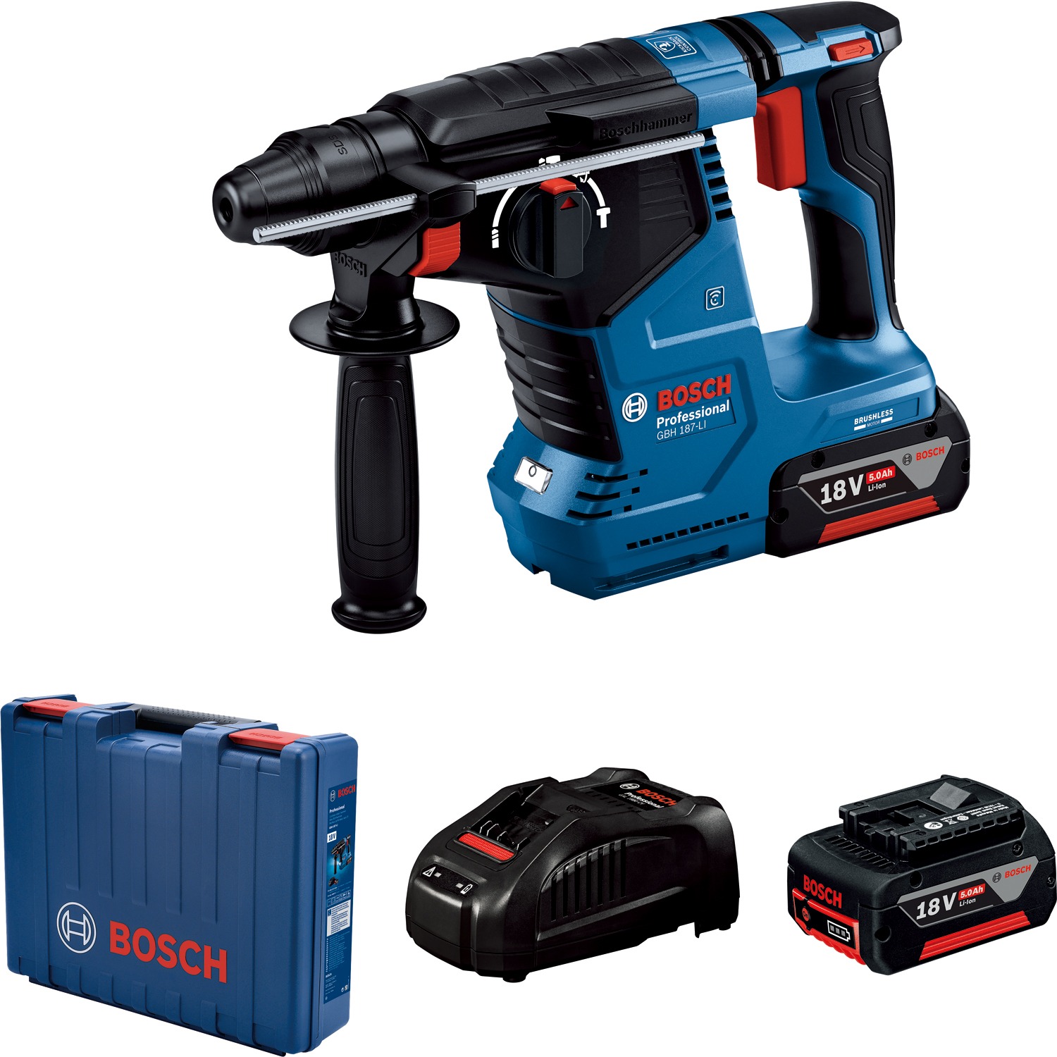Bosch Professional 0611923021 GBH 187-LI 18V akkus fúrókalapács + koffer (2 × 5 Ah)