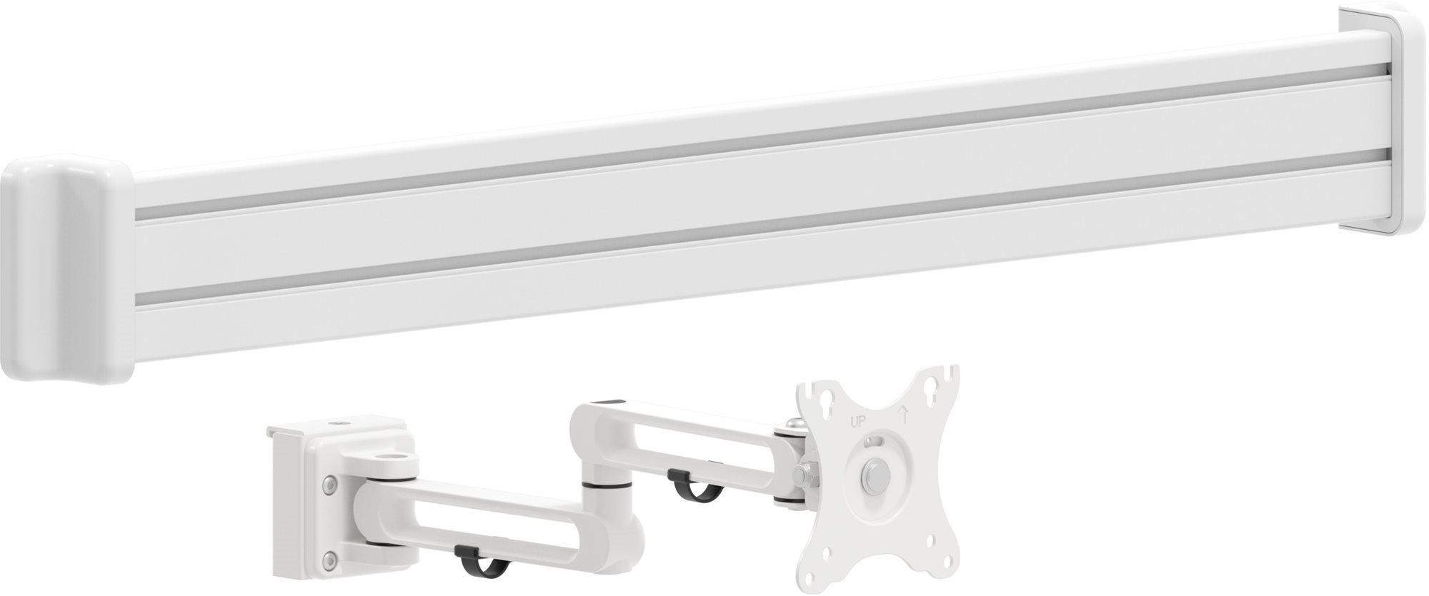 AlzaErgo Slatwall SWP110 fehér sín + SWMP220 fehér tartó + SWAS410 fehér tartó