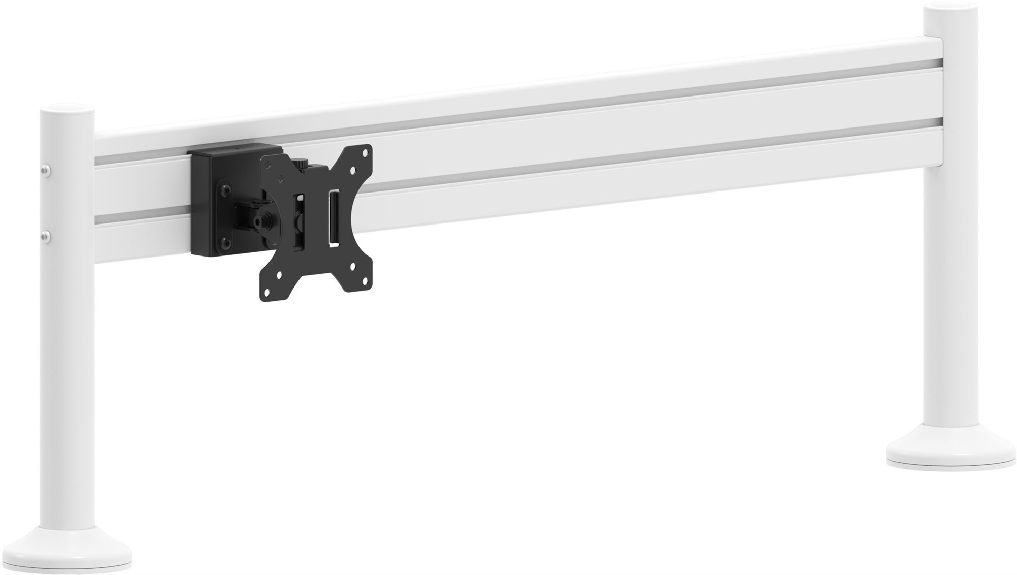 AlzaErgo Slatwall SWP110 fehér sín + SWDM210 fehér tartóoszlopok + SWAS420 fekete tartó