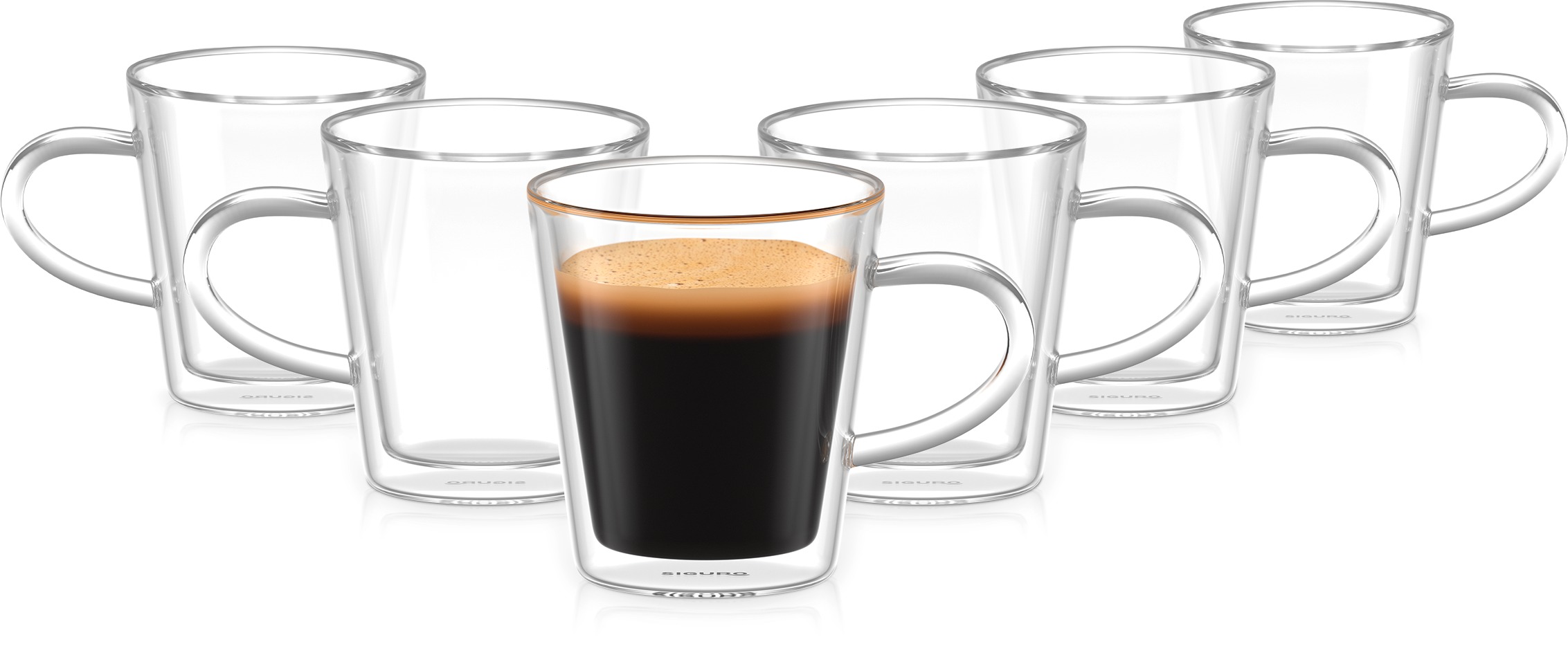Siguro Lungo duplafalú üvegpohár, 200 ml, 6 darab