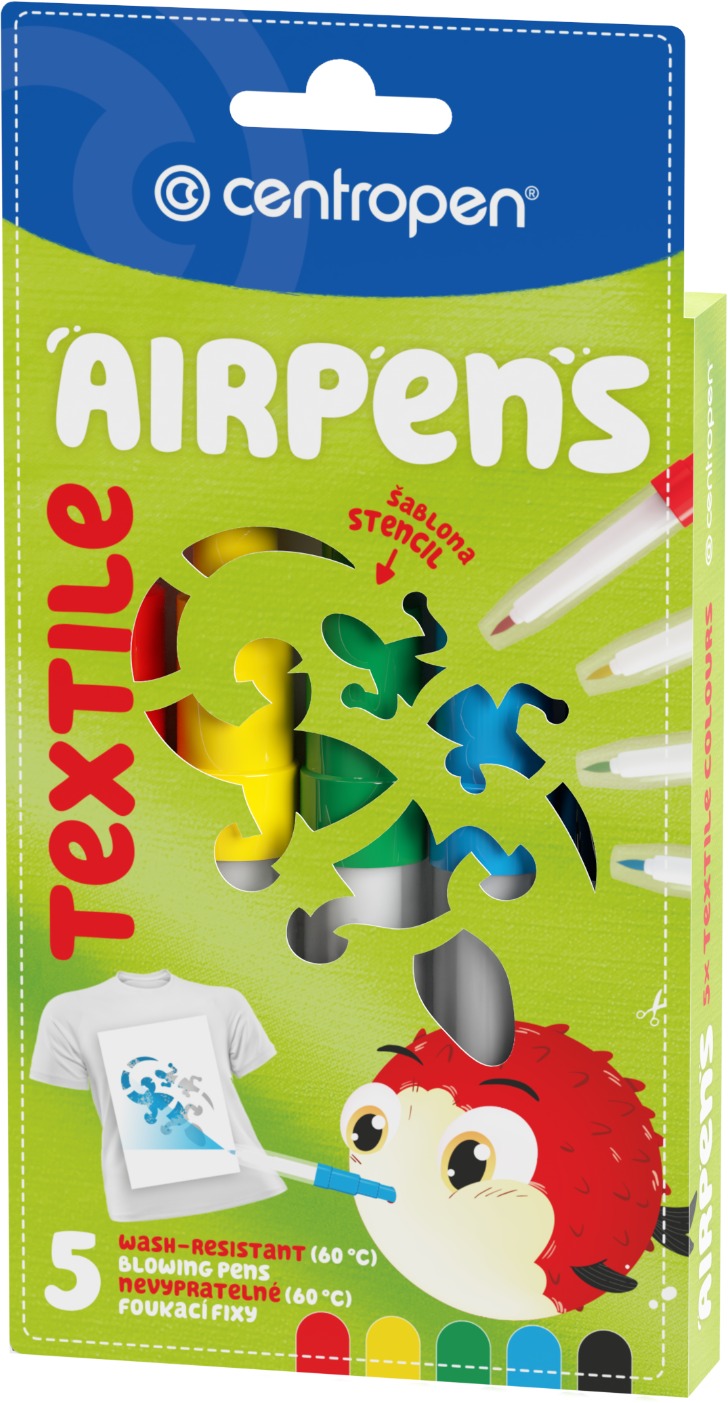Centropen Air Pens 1539, fújós, textilre, 5 db a csomagban