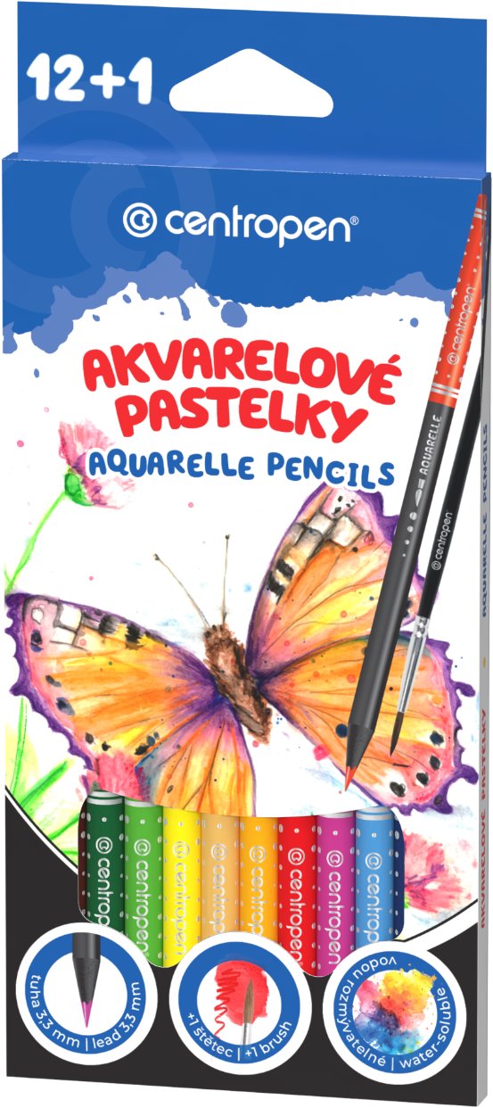 CENTROPEN 9523 akvarell, készlet ecsettel, 12 szín