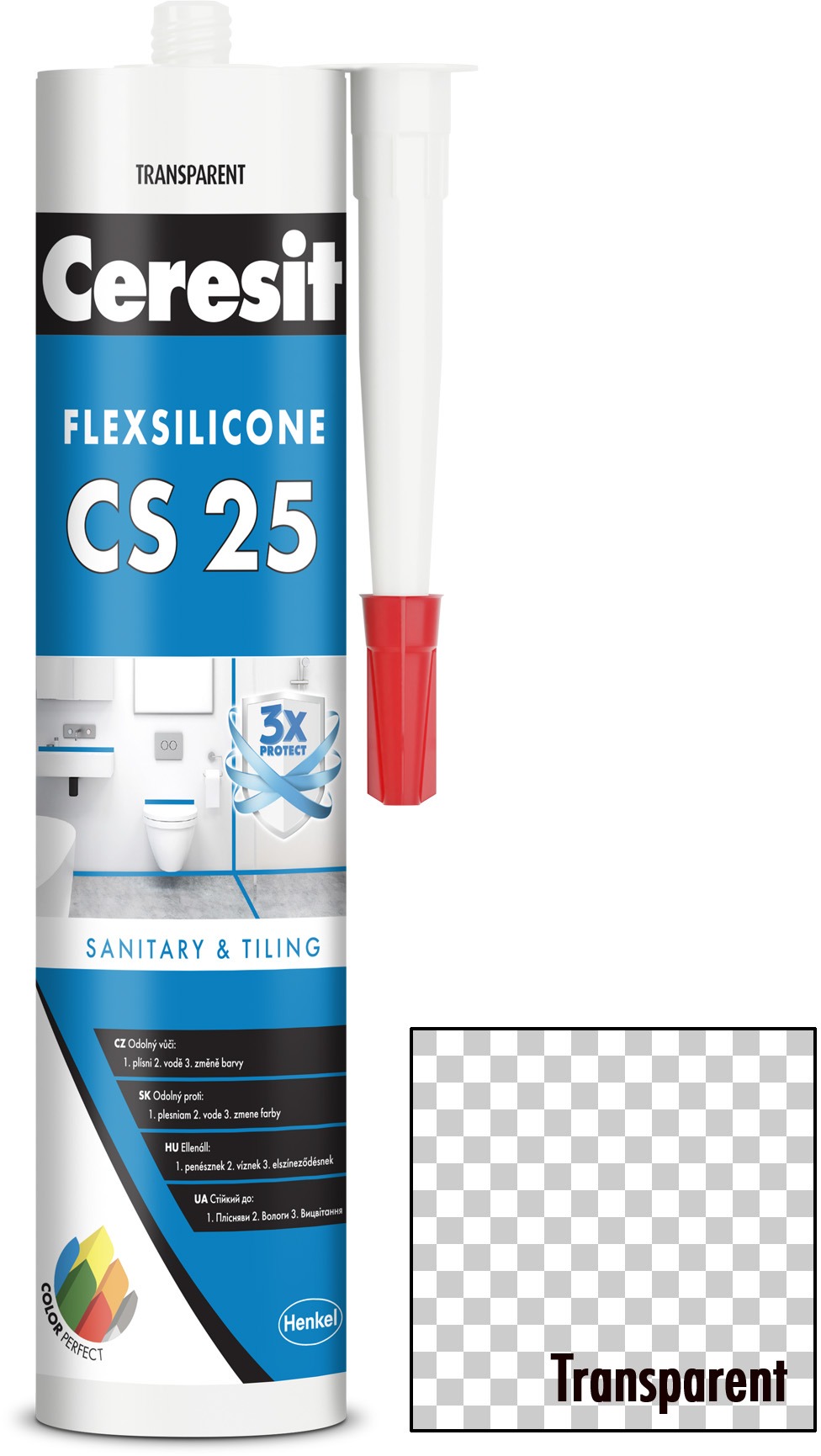 Ceresit szaniter szilikon CS 25 átlátszó, 280 ml