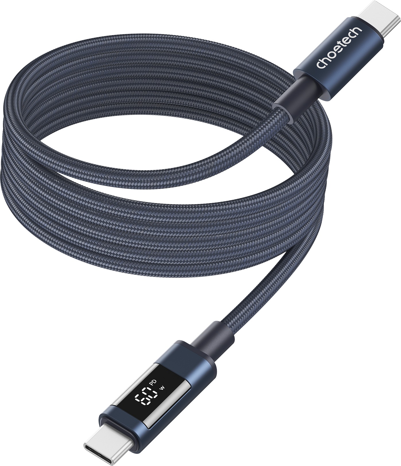 ChoeTech PD60W USB-C to USB-C Digital Display 1,2 m Magnet Nylon Cable, Dark Blue