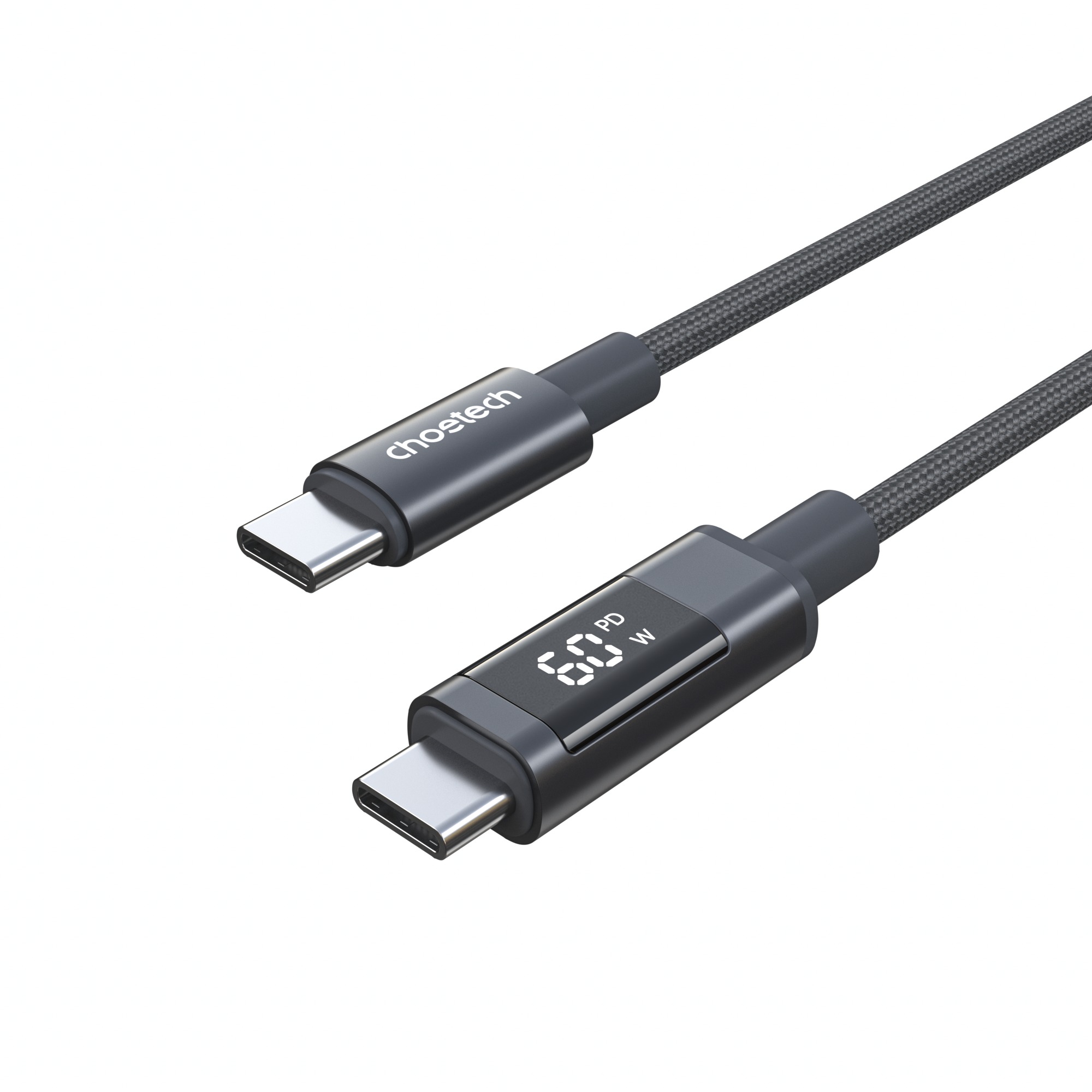 ChoeTech PD60W USB-C to USB-C Digital Display 1,2 m Nylon Cable, Grey