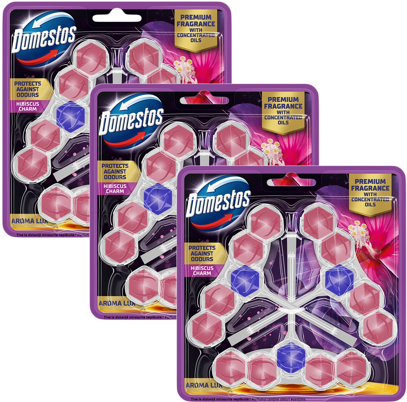 DOMESTOS Triopack Aroma Lux Hibiscus Charm 3 × 50 g