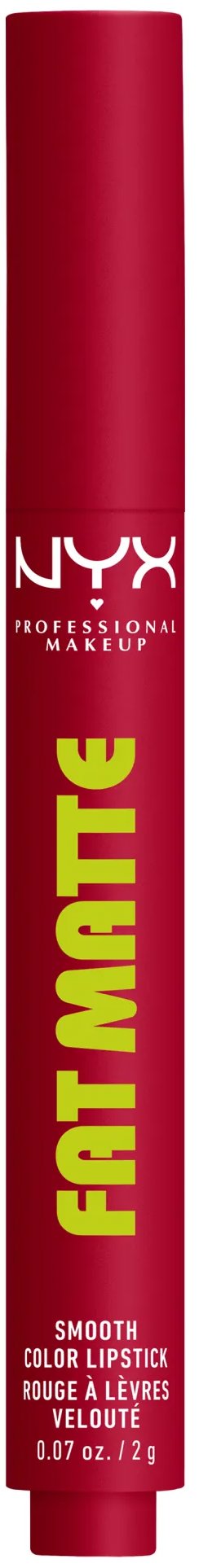 NYX PROFESSIONAL MAKEUP Fat Matte Smooth Color Lipstick 17 Scarlet Snuggles, 2 g