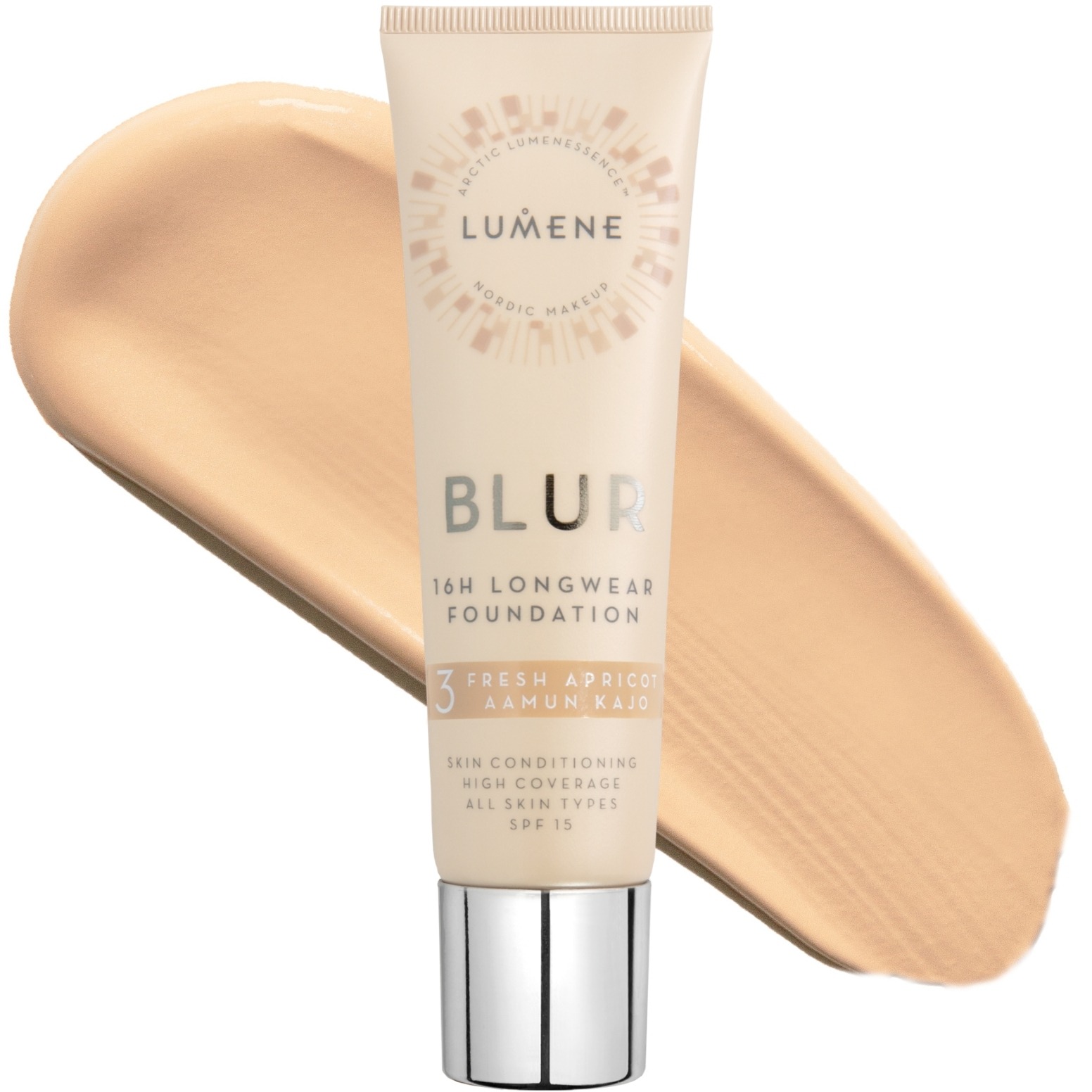 Lumene Blur 16h Longwear Foundation SPF15 Shade 3 Fresh Apricot / Aamun kajo