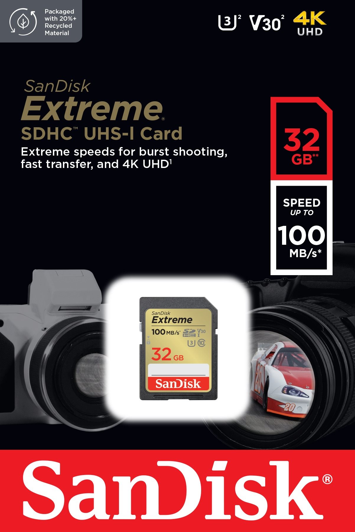 SanDisk Extreme SDHC Memory Card 32GB Read Speed 100 MB/s Write Speed 60MB/s (Open Box)