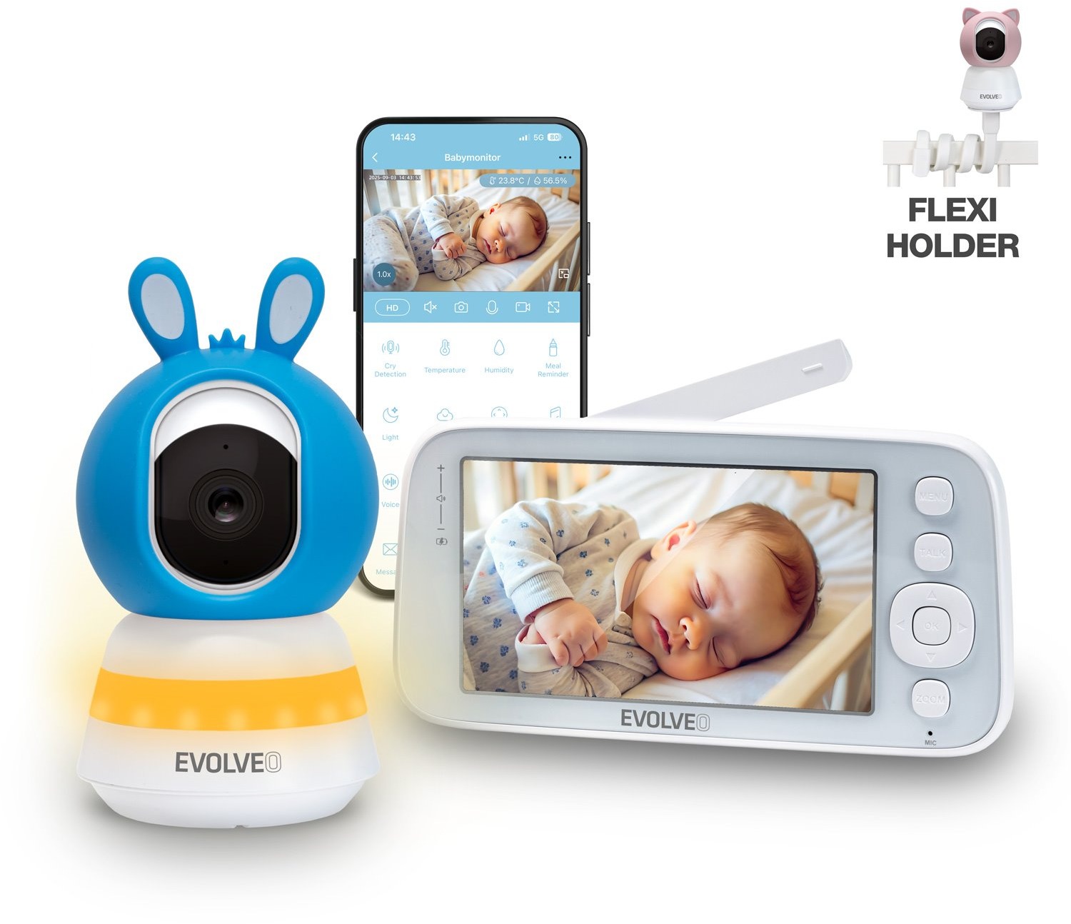 EVOLVEO Baby Monitor N5 Videós bébiőr, kék