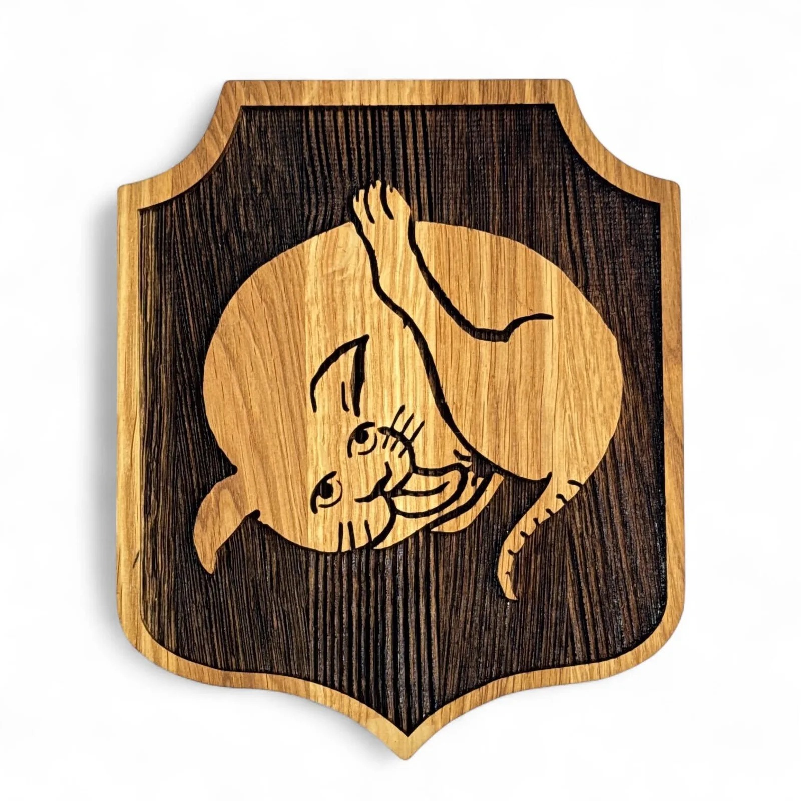 Kingdom Come: Deliverance 2 - Kočka z hospody - velký dřevěný štít na stěnu (32 x 39 cm)