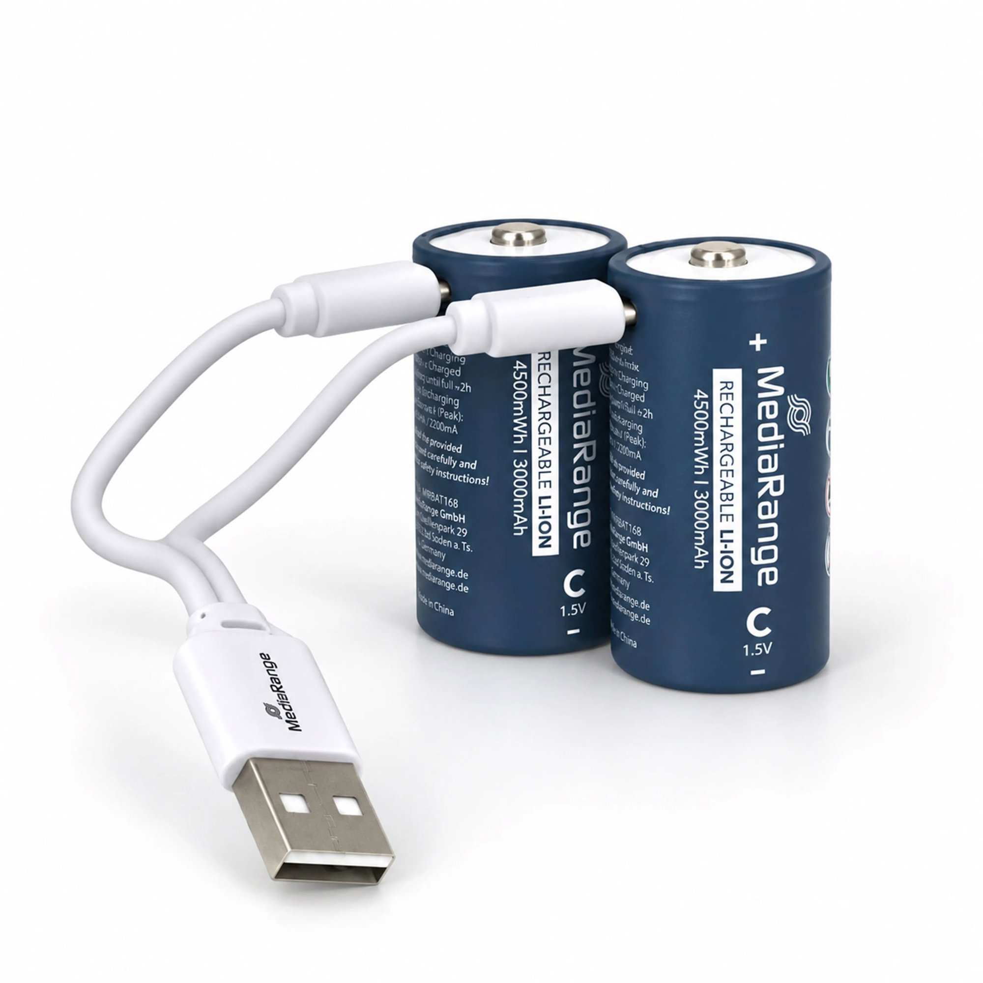 MediaRange USB-C Li-Ion, C típusú, 1,5V, 3000mAh, 2 db