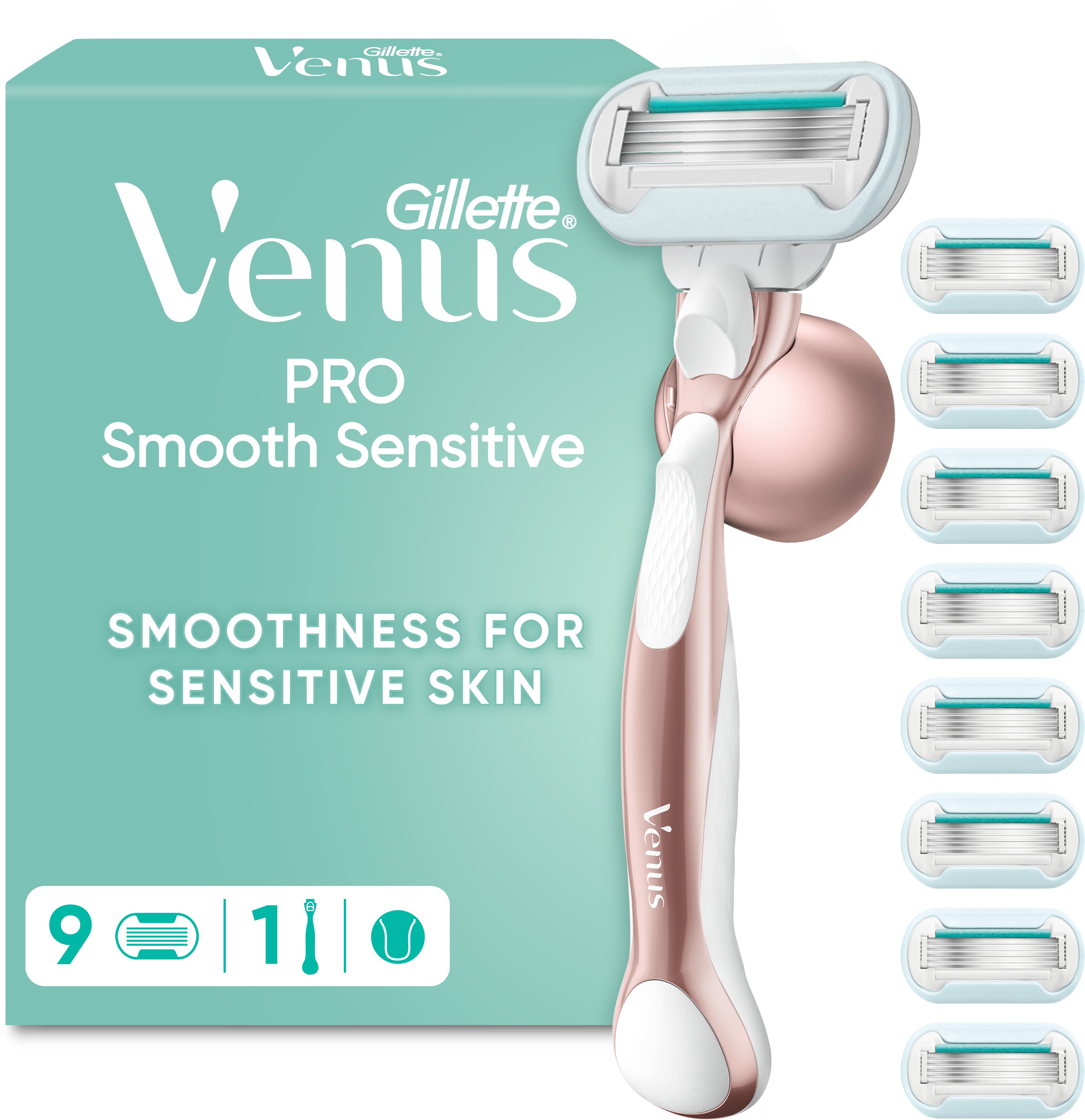 GILLETTE Venus Pro Smooth Sensitive + fejek, 9 darab