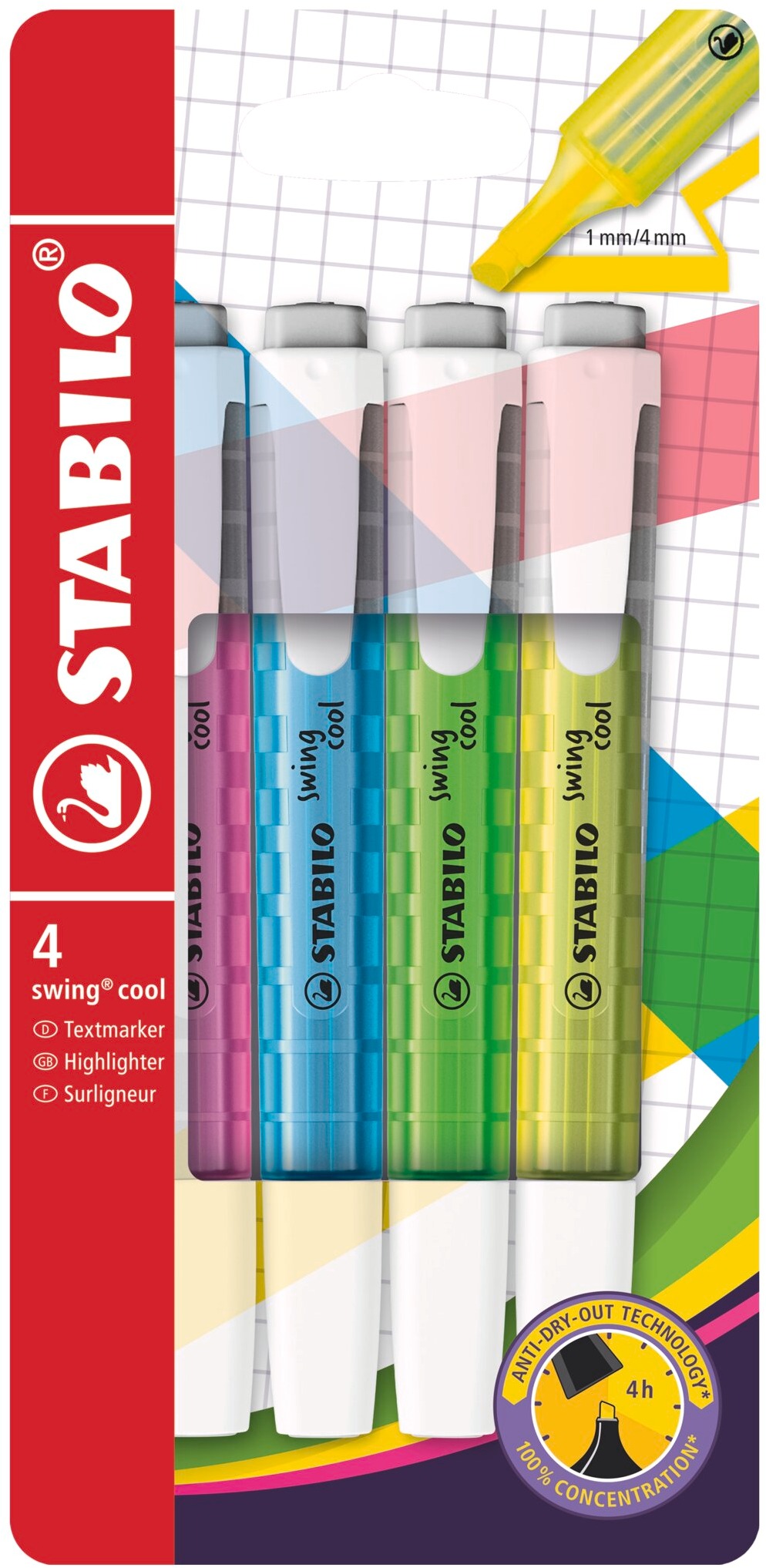 STABILO swing cool 4 db, tok