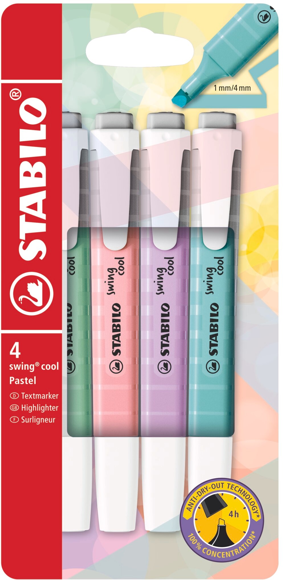 STABILO swing cool Pastel 4 db, tok