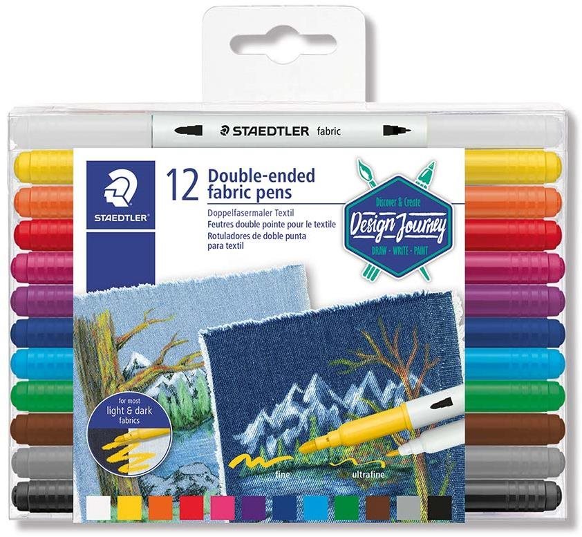 STAEDTLER "Design Journey" textil filctollak, 12 különböző szín, kétoldalas