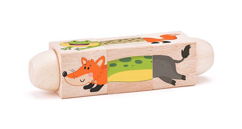 Woody Twist forgatható fa puzzle, erdei állatok