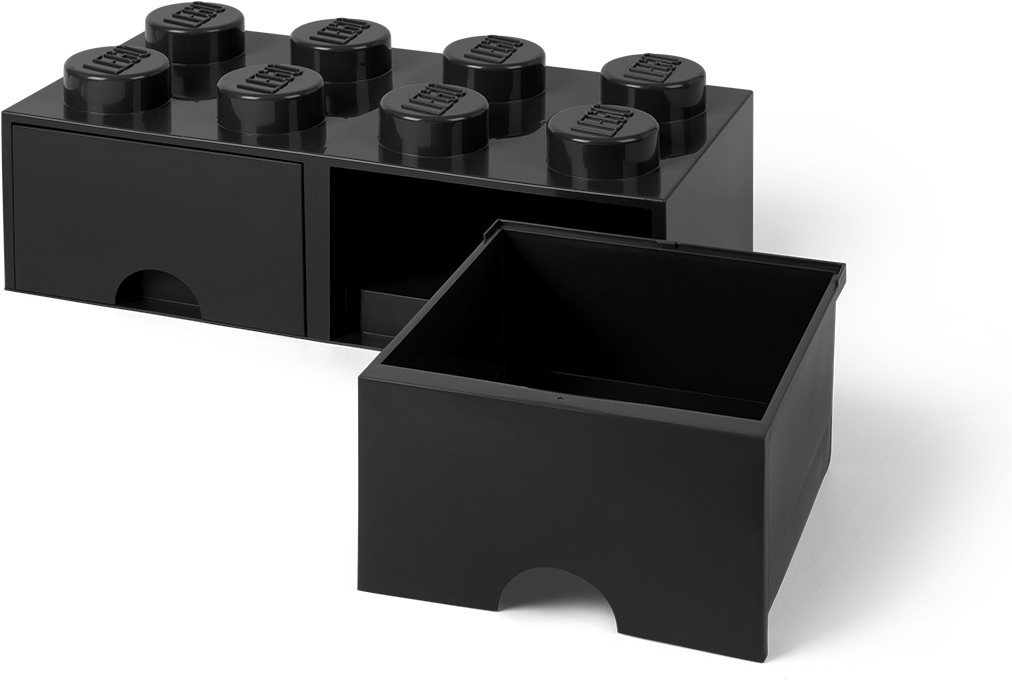 LEGO tárolódoboz 8 fiókkal, fekete