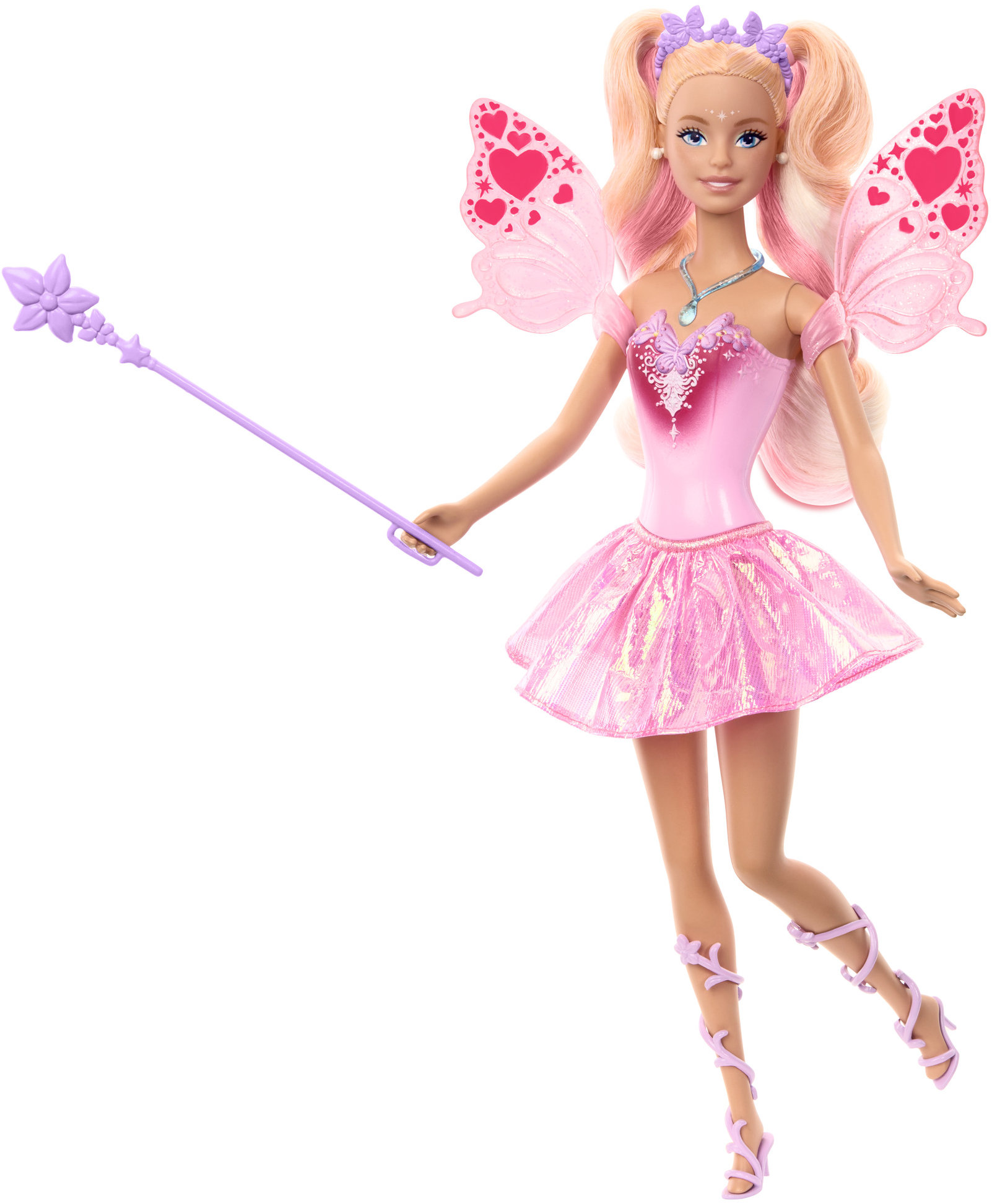 Barbie Tündér színváltós ruhában, rózsaszín öltözékben