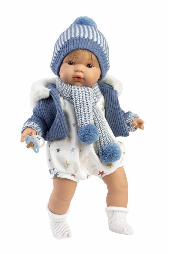 Llorens 38573 Sasha - Élethű baba hangokkal és puha szövettesttel - 38 cm