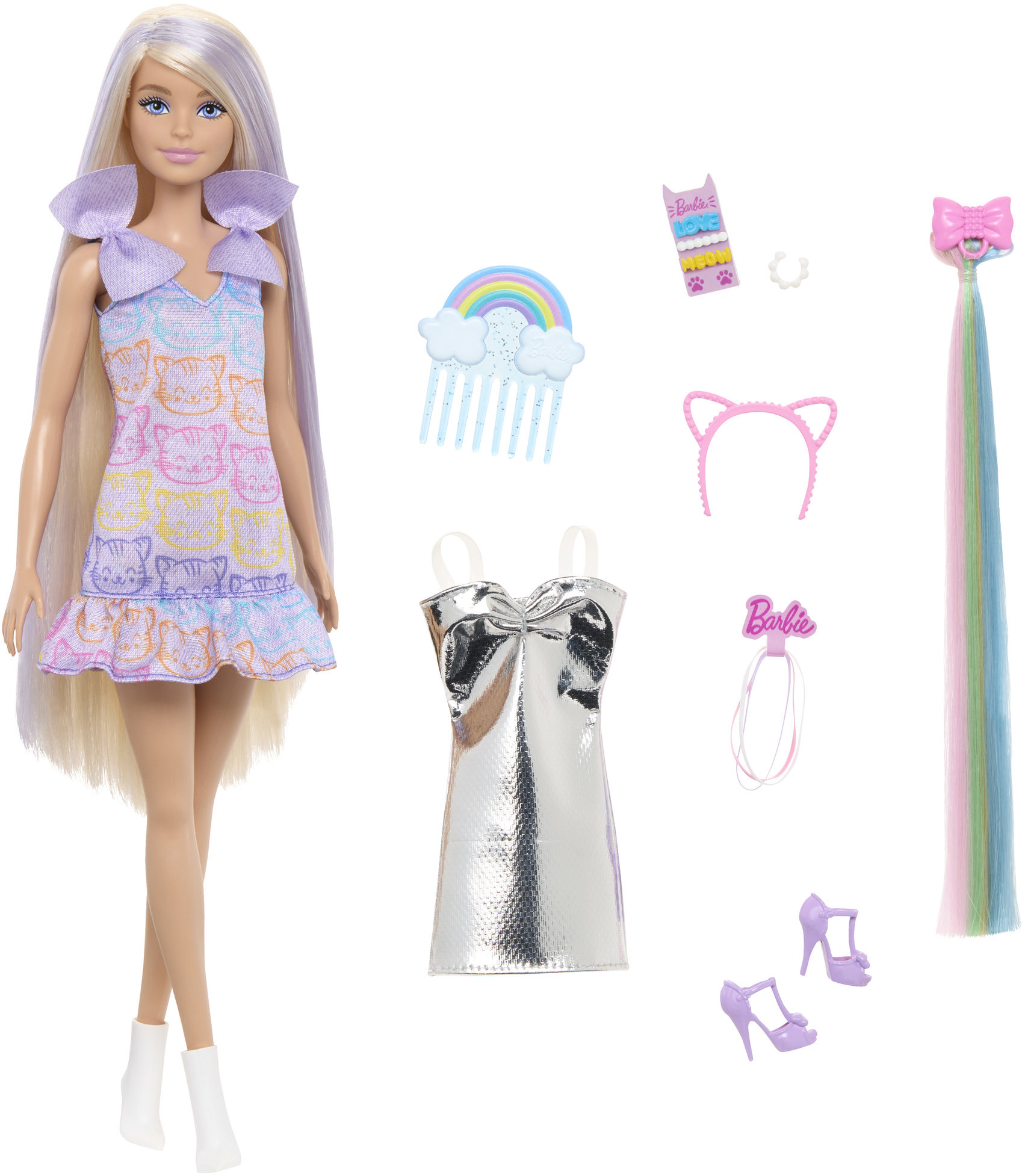 Barbie baba hajkiegészítőkkel és ruhával