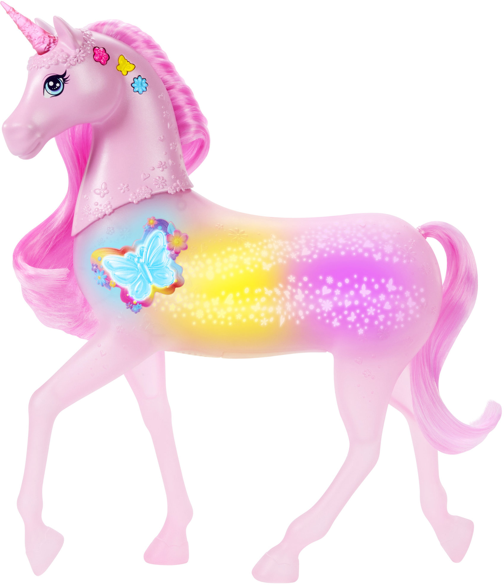 MATTEL Barbie Varázslatos unikornis, 20 fény-, hang- és zenei kombináció