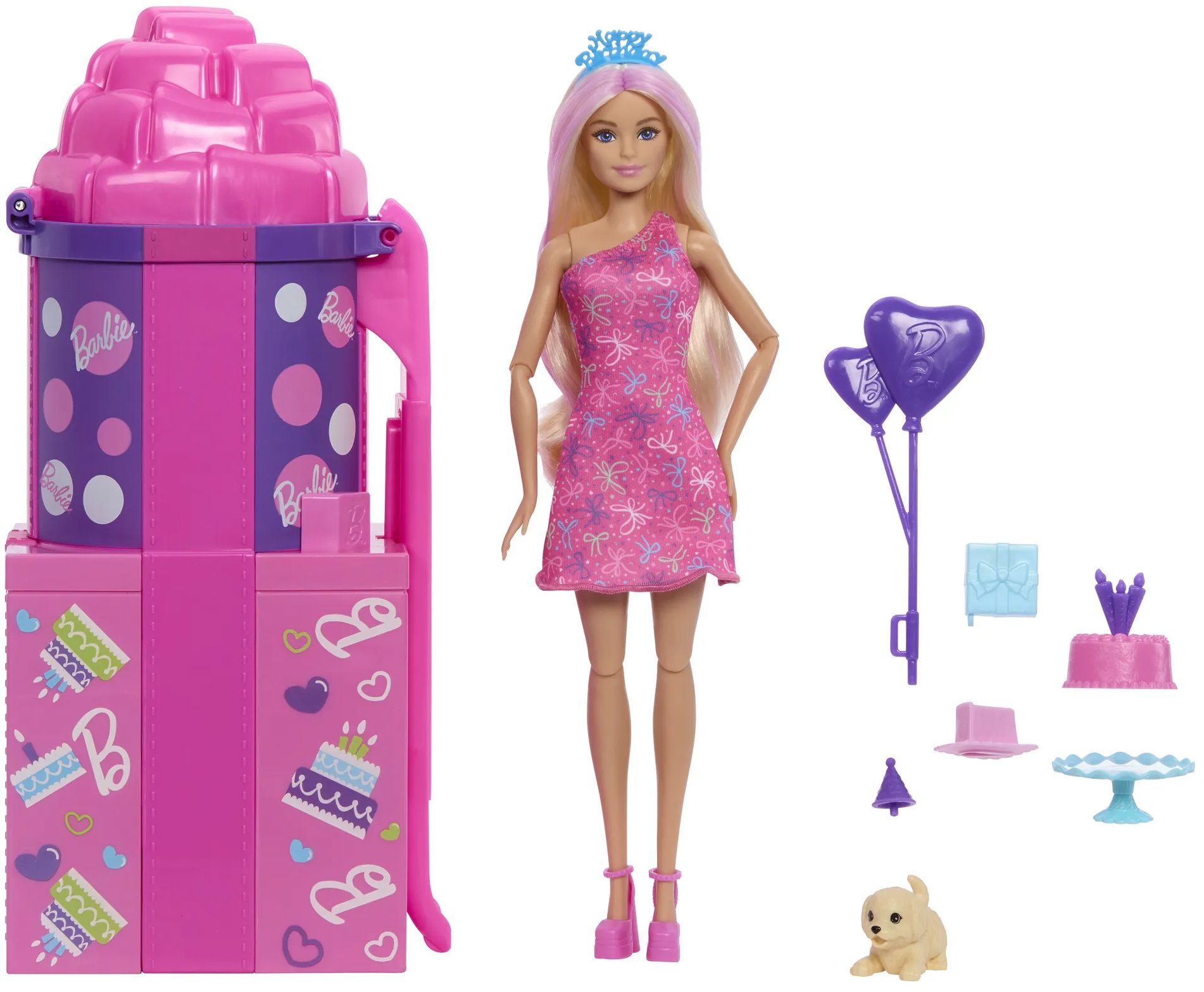 Barbie Party Reveal játékkészlet csúszdával