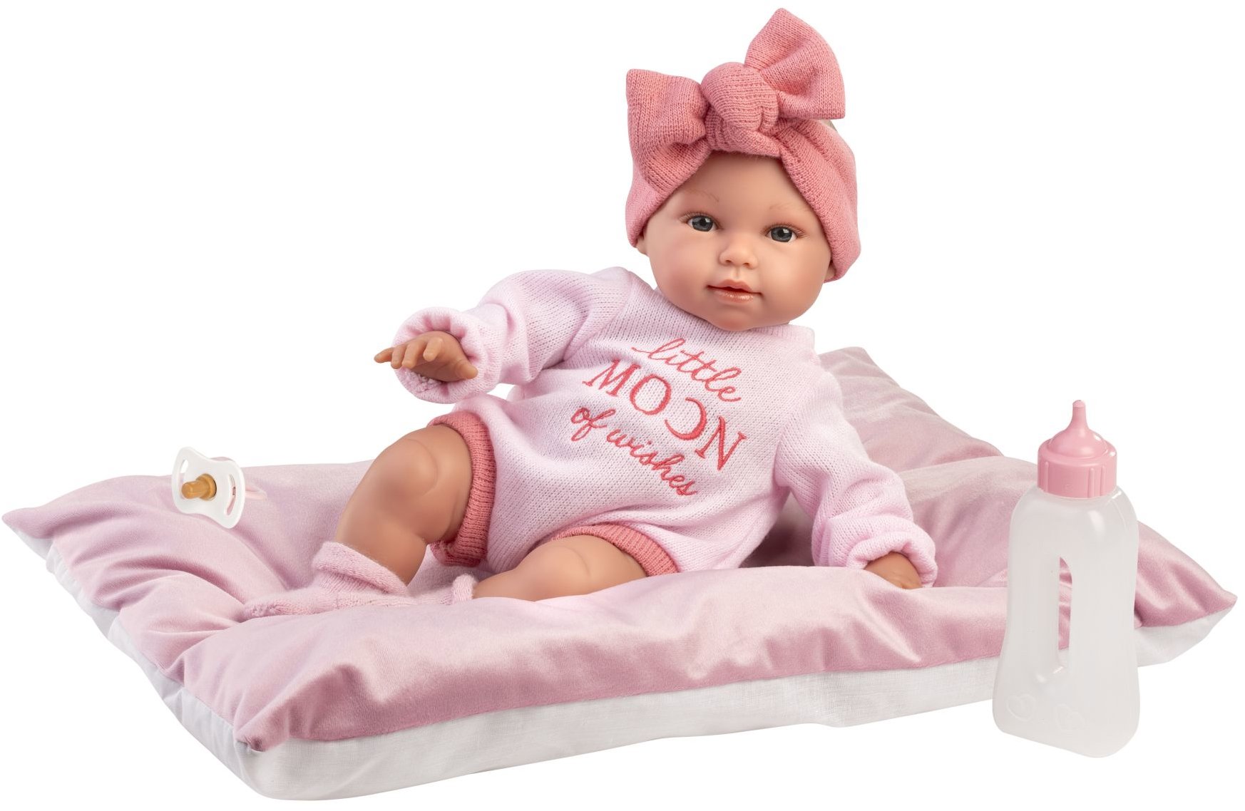 Llorens 63808 New Born - élethű baba, csecsemő hangok, puha textil test, 38 cm