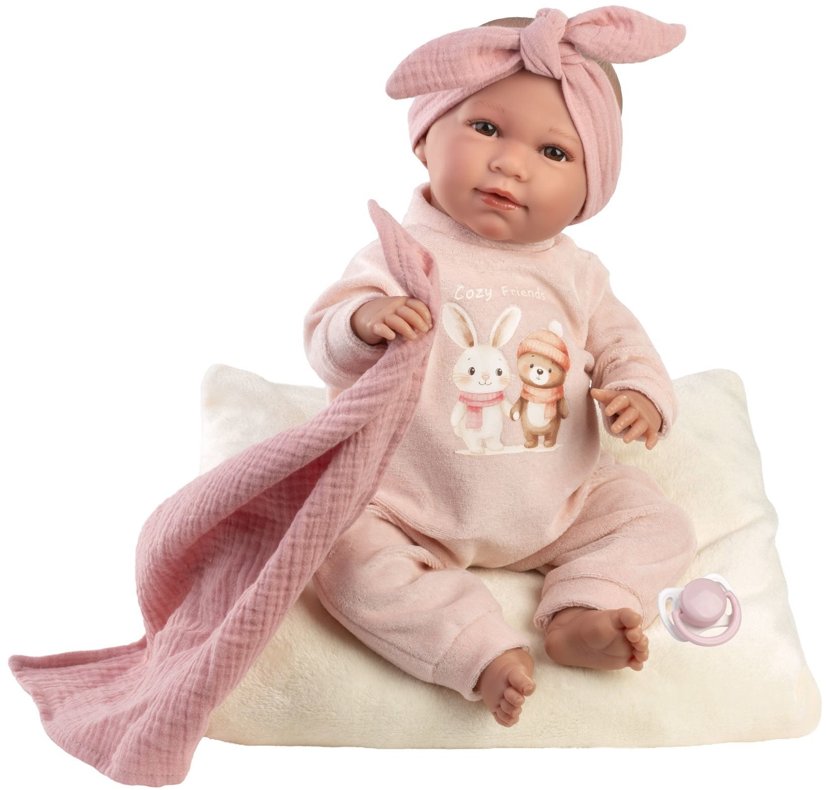 Llorens 74146 New Born - élethű, hangokat adó újszülött baba puha textil testtel - 42 cm