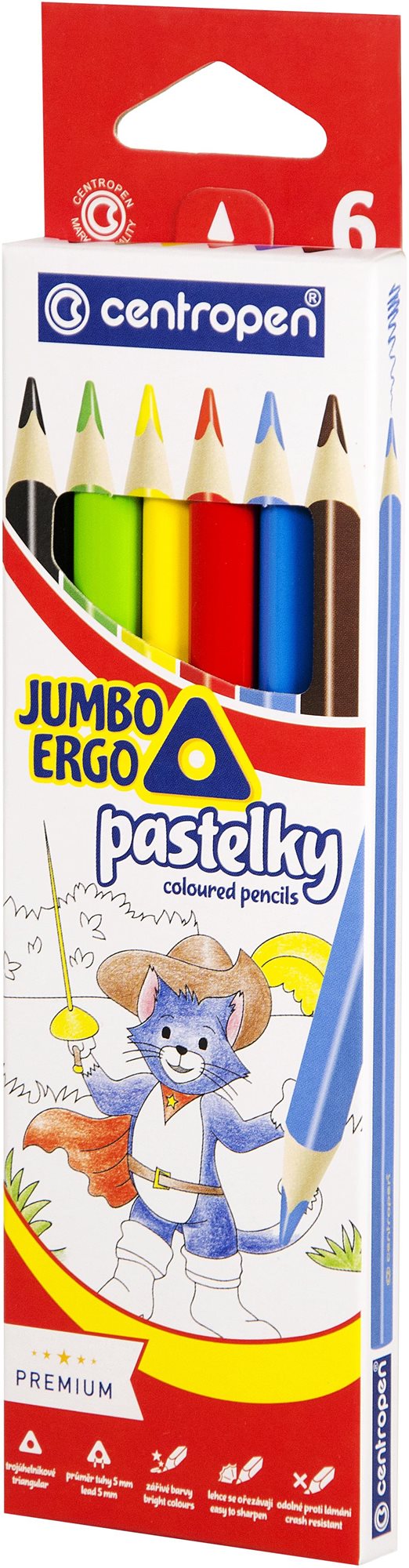 Centropen 9522 Jumbo Színes ceruza, háromszögletű, 6 db