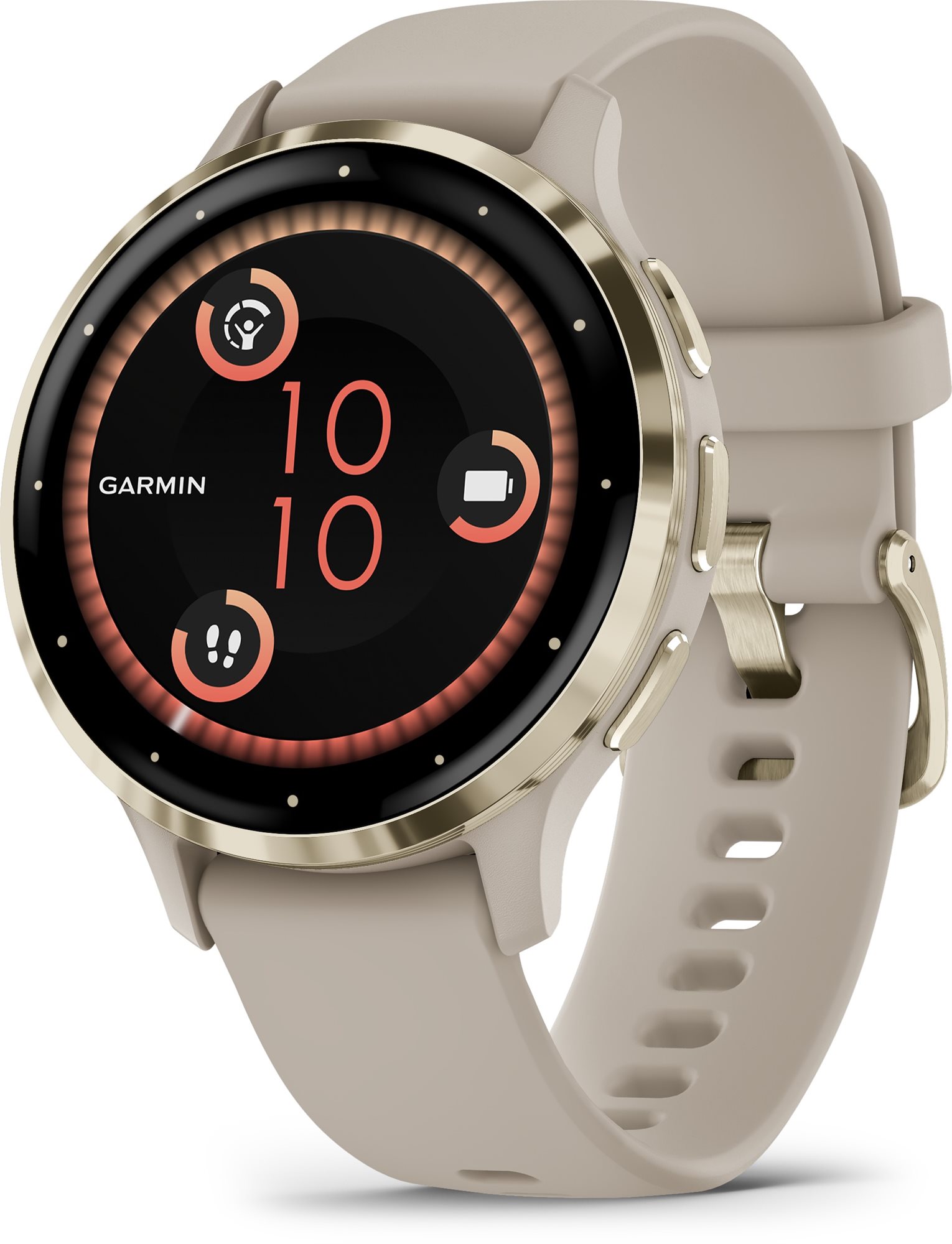 Garmin Venu 3S francia szürke-krémarany, szilikon szíjjal