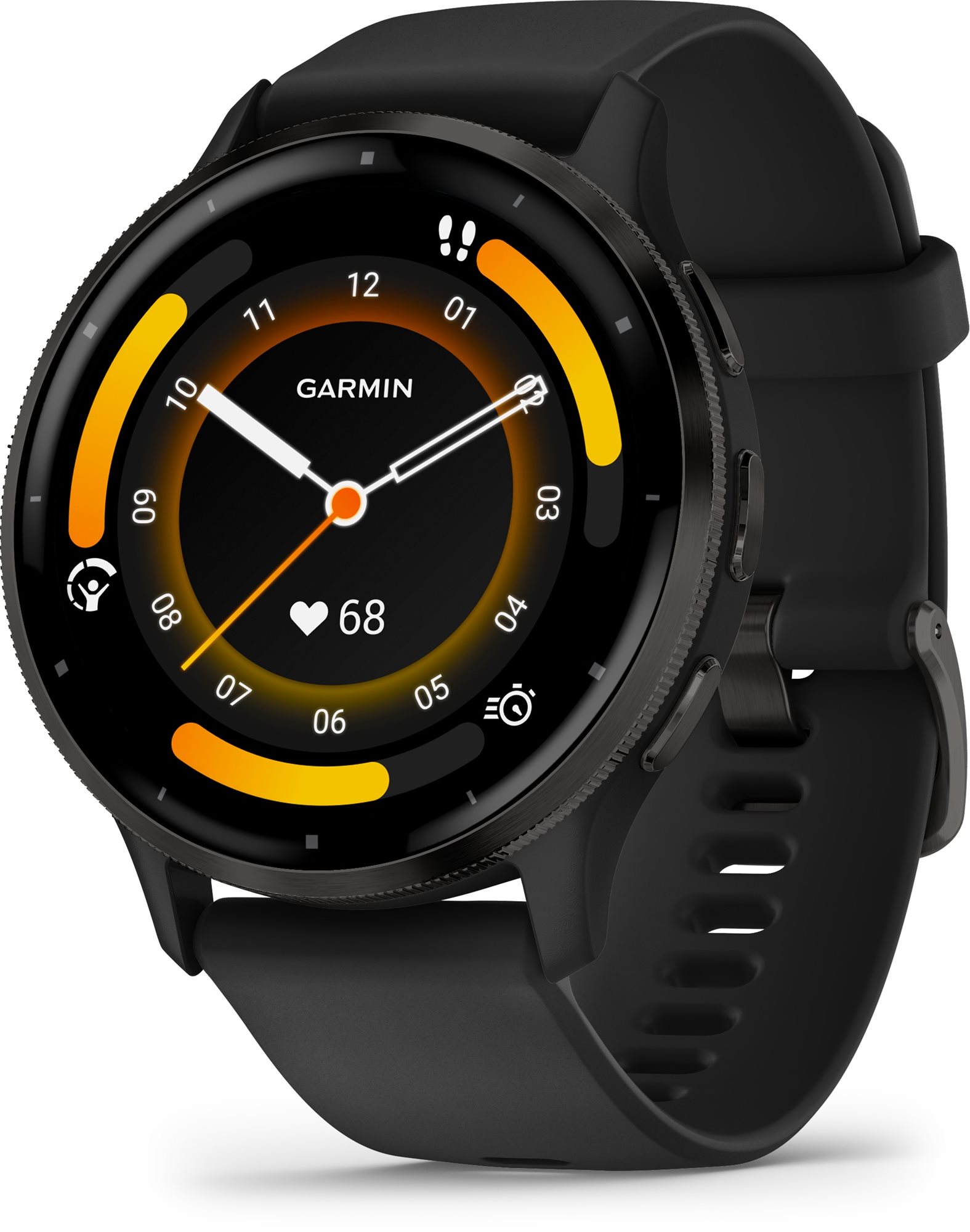 Garmin Venu 3 fekete, fekete kerettel, szilikon szíjjal