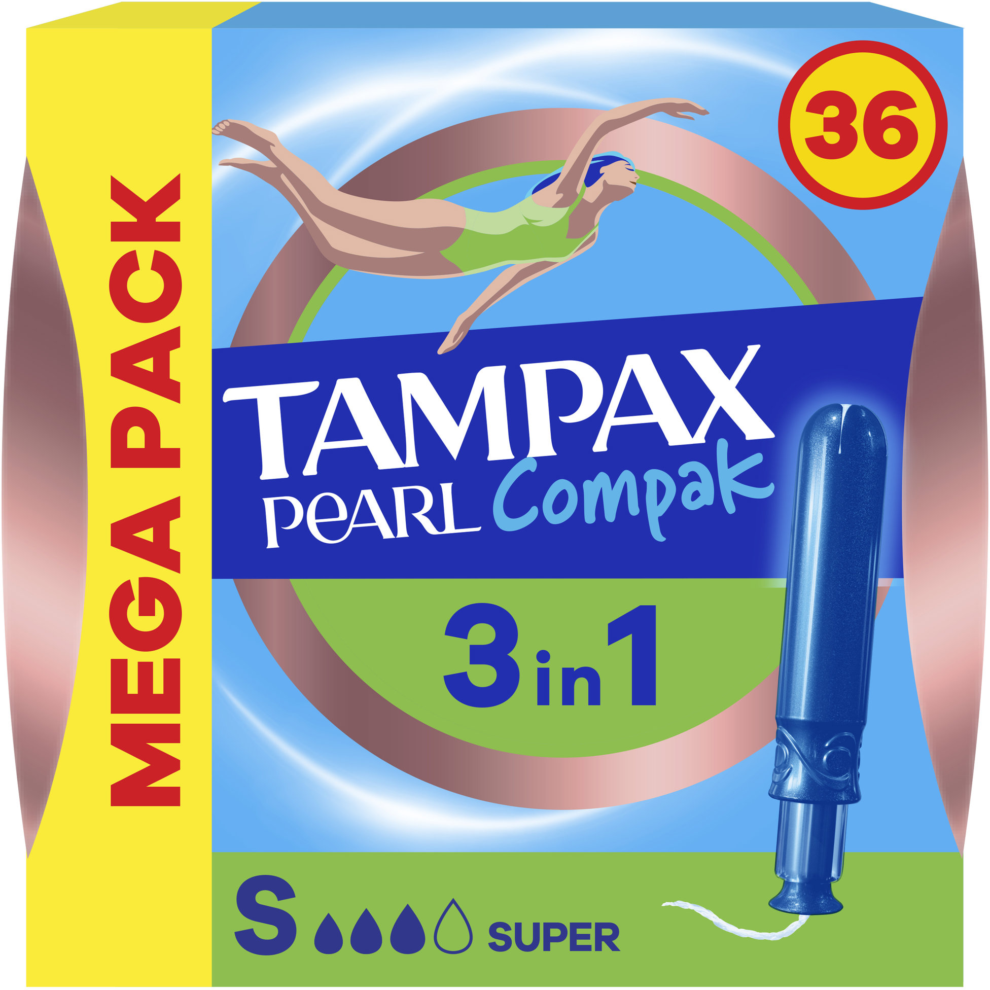 TAMPAX Compak Pear Super körte applikátorral, 36 darab