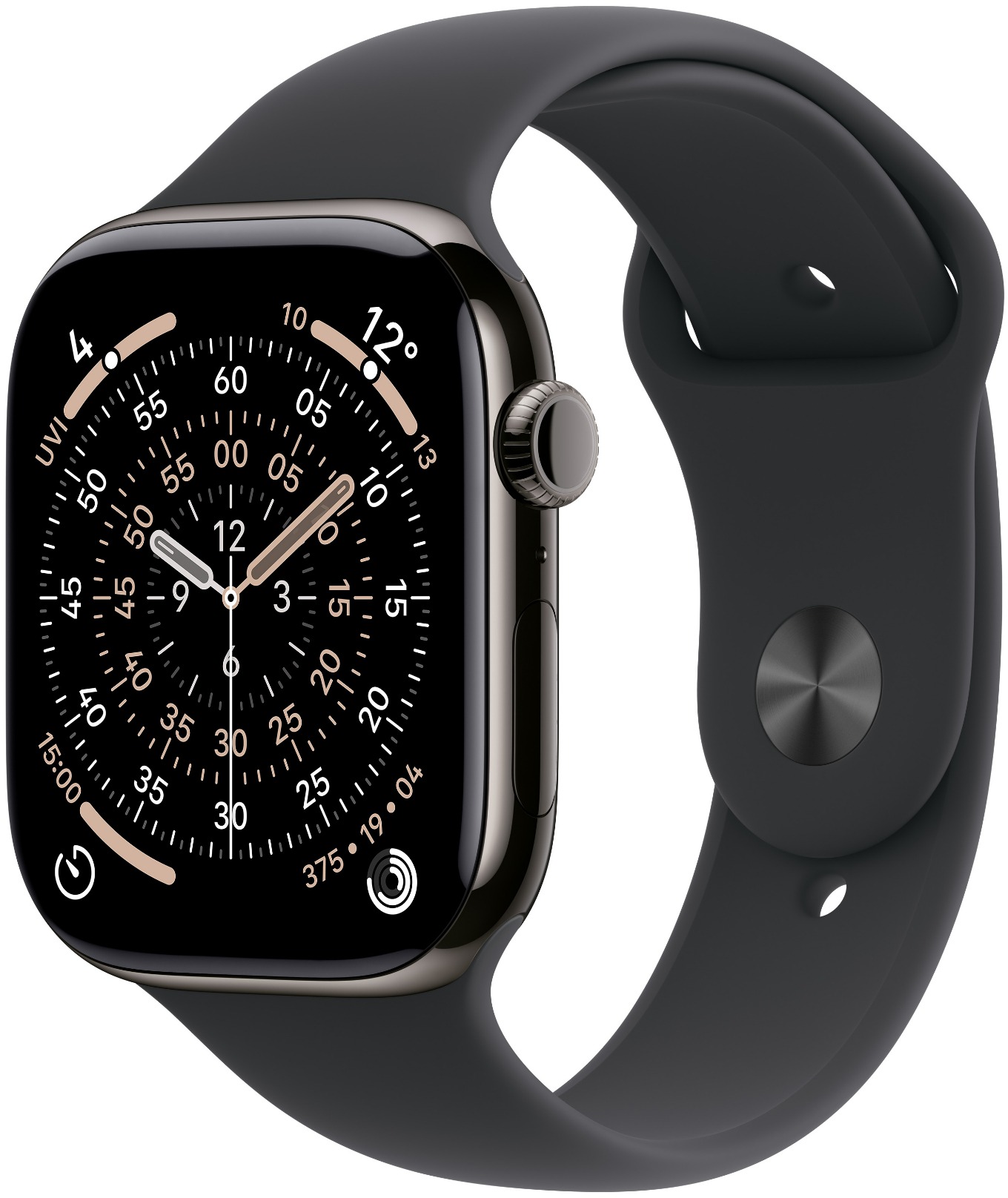 Apple Watch Series 11 Cellular 46mm Palaszürke Titán tok Fekete sportszíjja - M/L