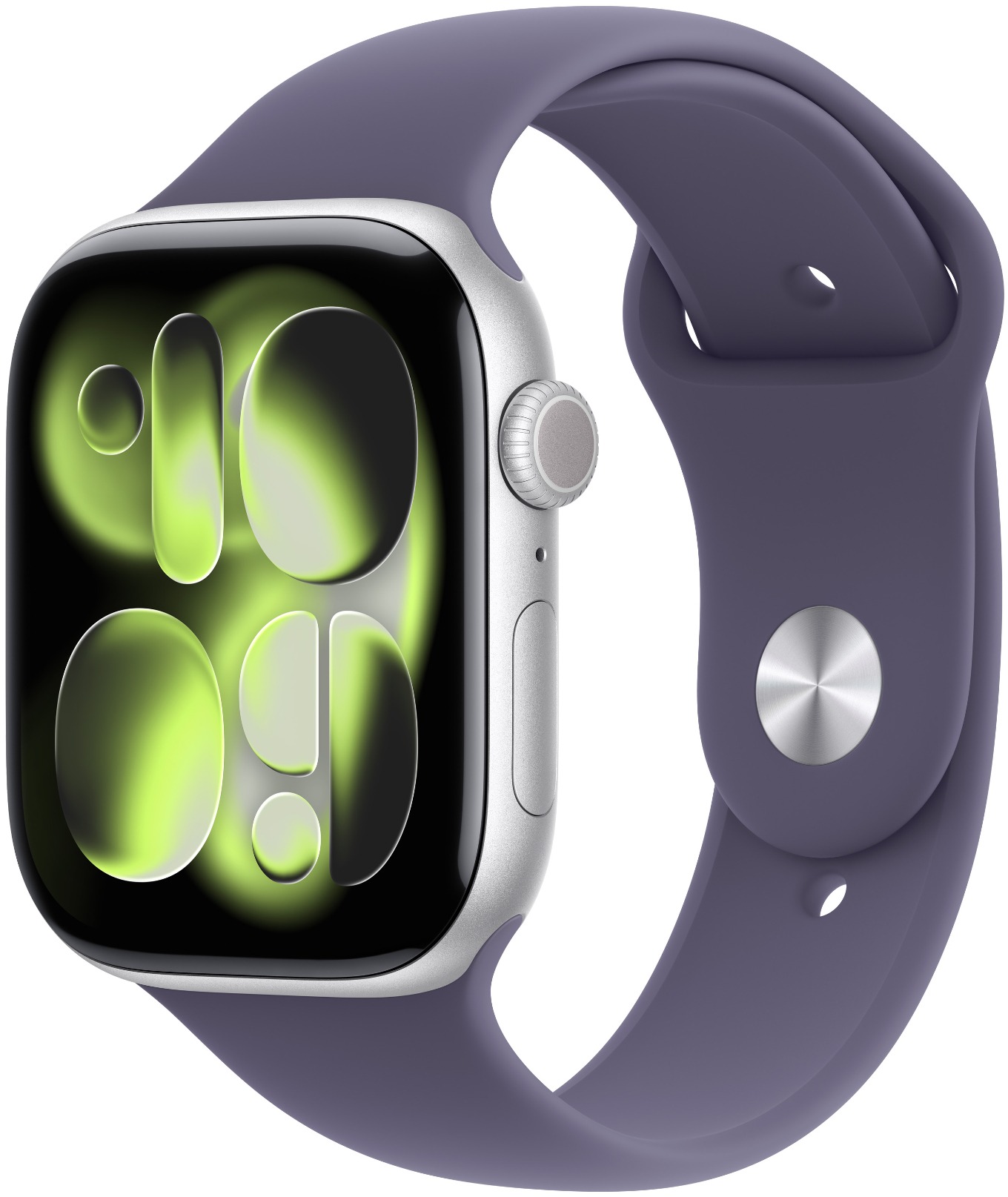 Apple Watch Series 11 Cellular 46mm Ezüst alumínium tok Ködös lila sportszíjjal - M/L