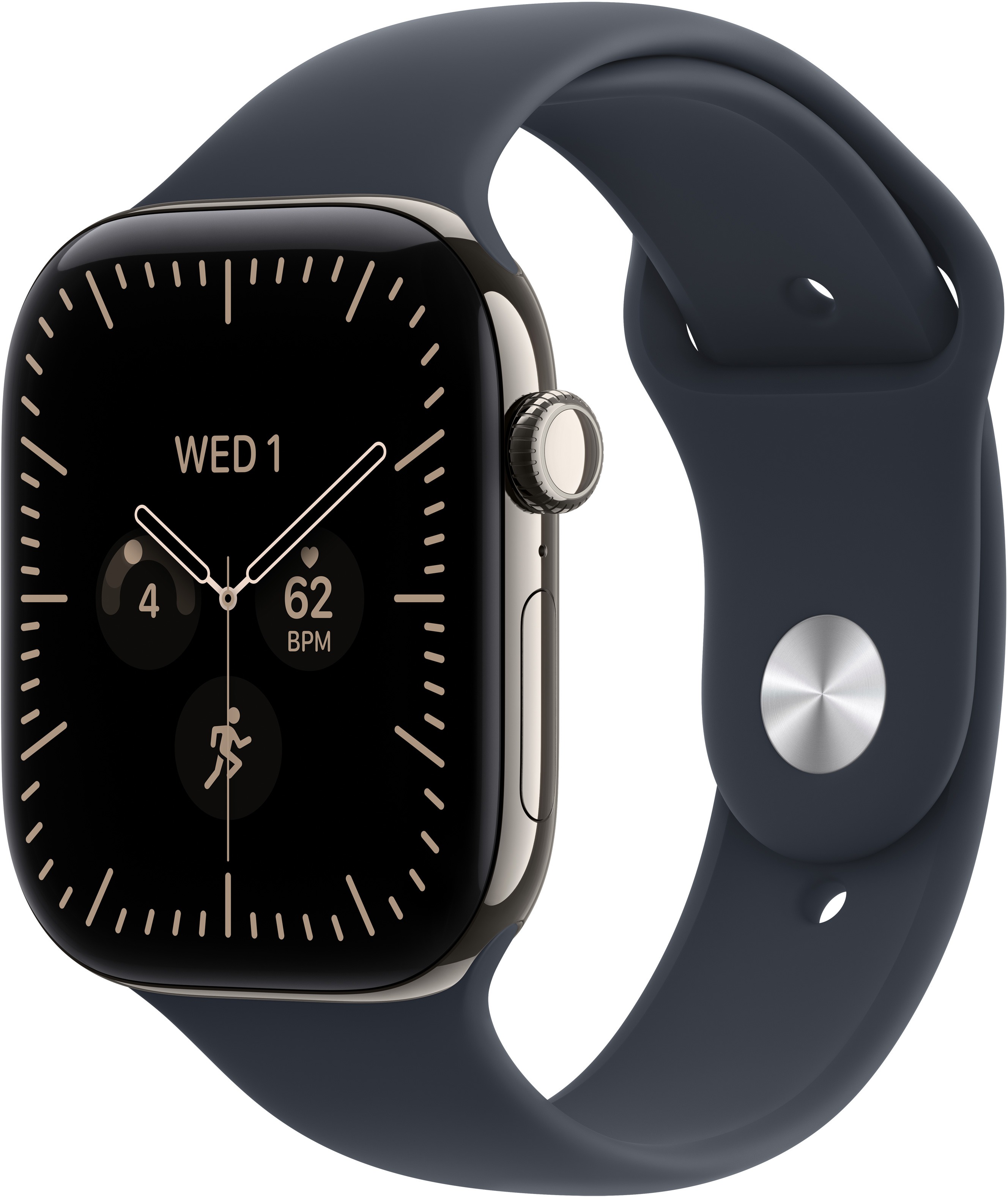 Apple Watch Series 12 Cellular 42mm Natúr titán tok Tengerészkék sportszíjjal - M/L