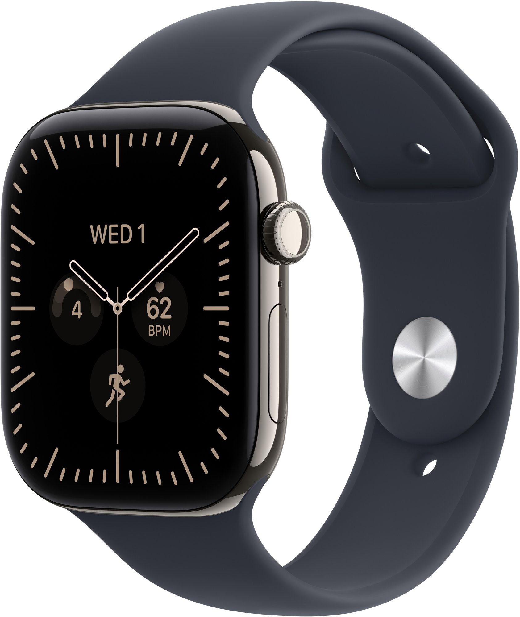 Apple Watch Series 12 Cellular 46mm Natúr titán tok Tengerészkék sportszíjjal - S/M