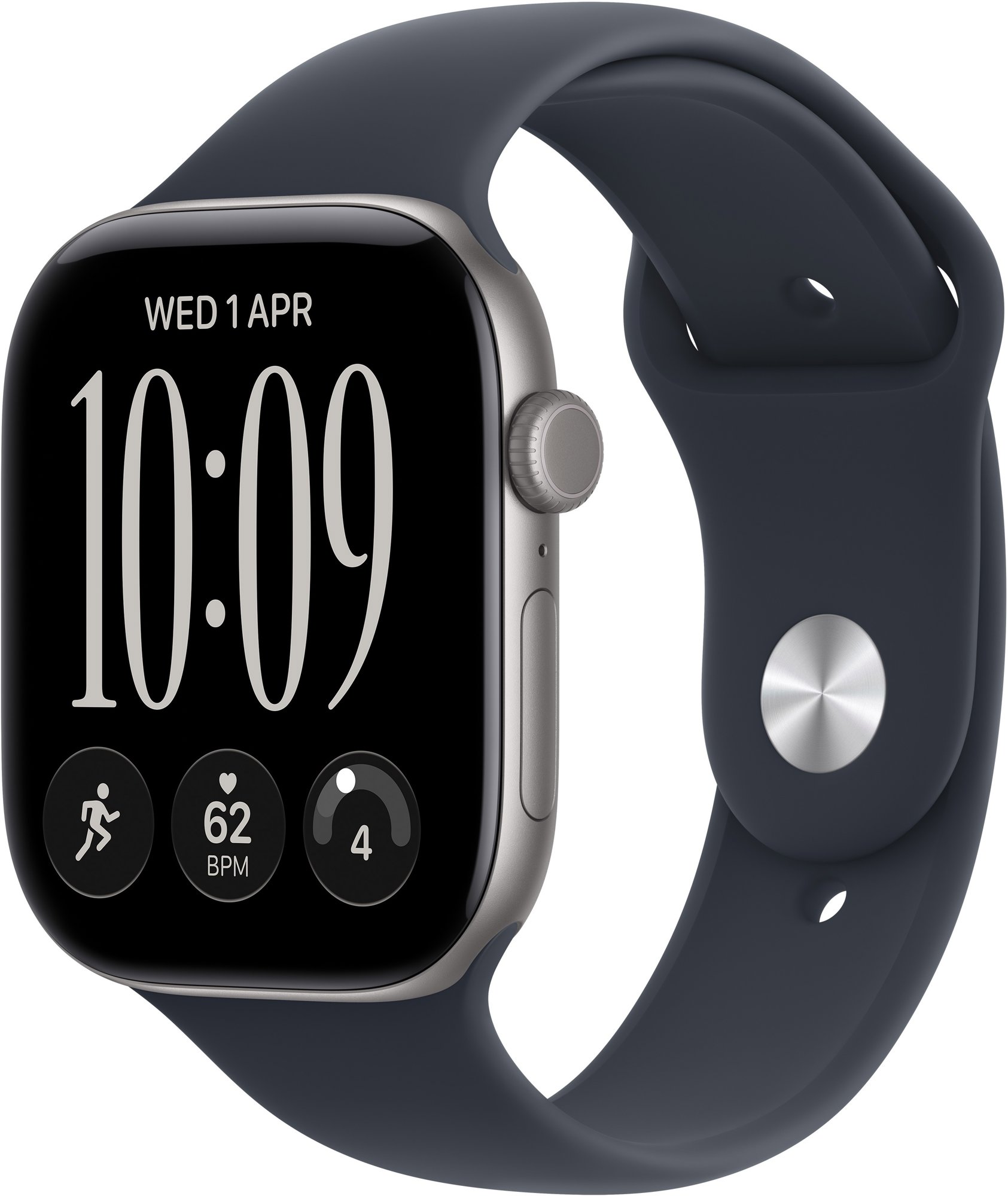 Apple Watch Series 12 46mm Asztroszürke alumínium tok Tengerészkék sportszíjjal - S/M