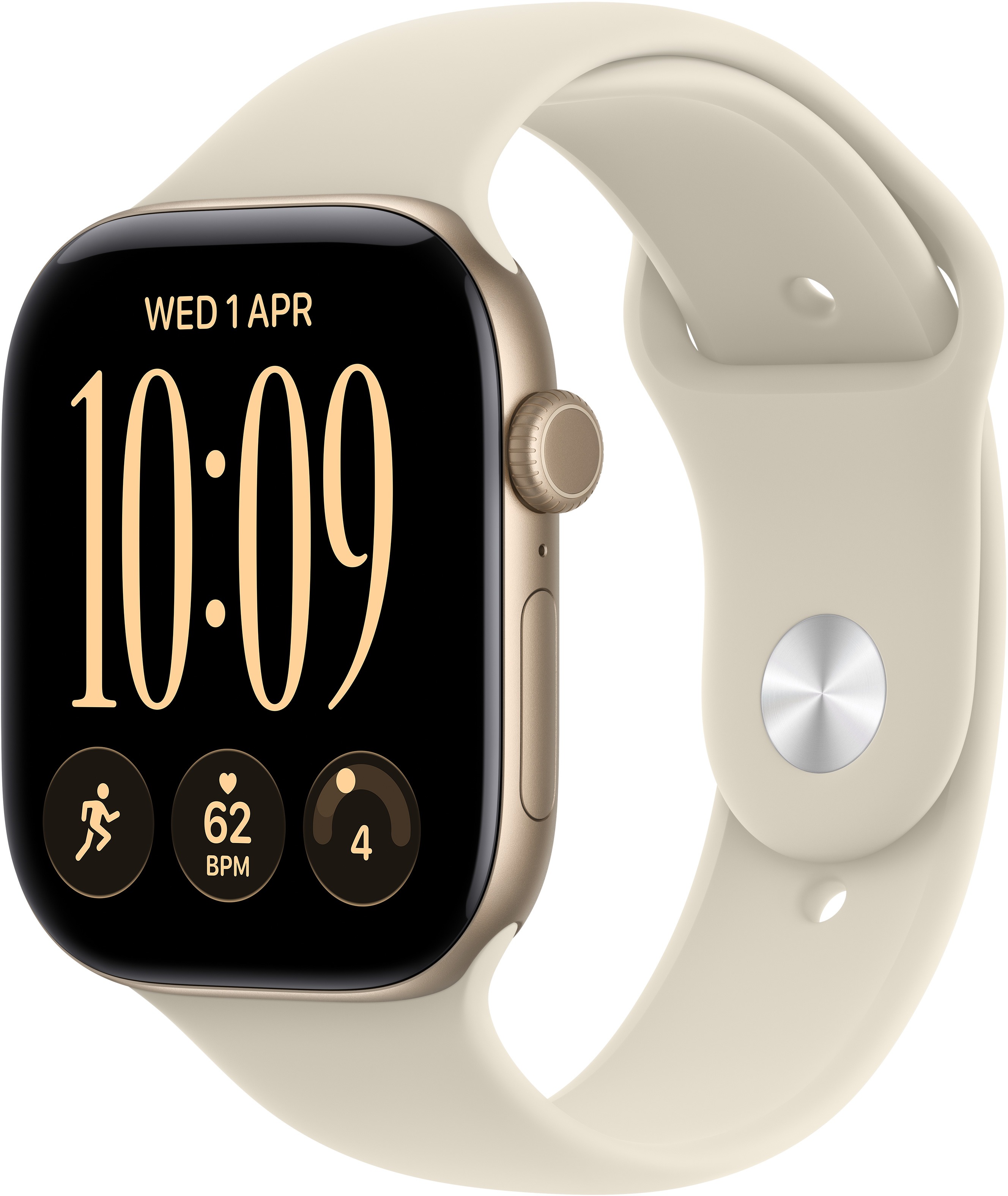 Apple Watch Series 12 46mm Világos arany alumínium tok Homokszín sportszíjjal - M/L