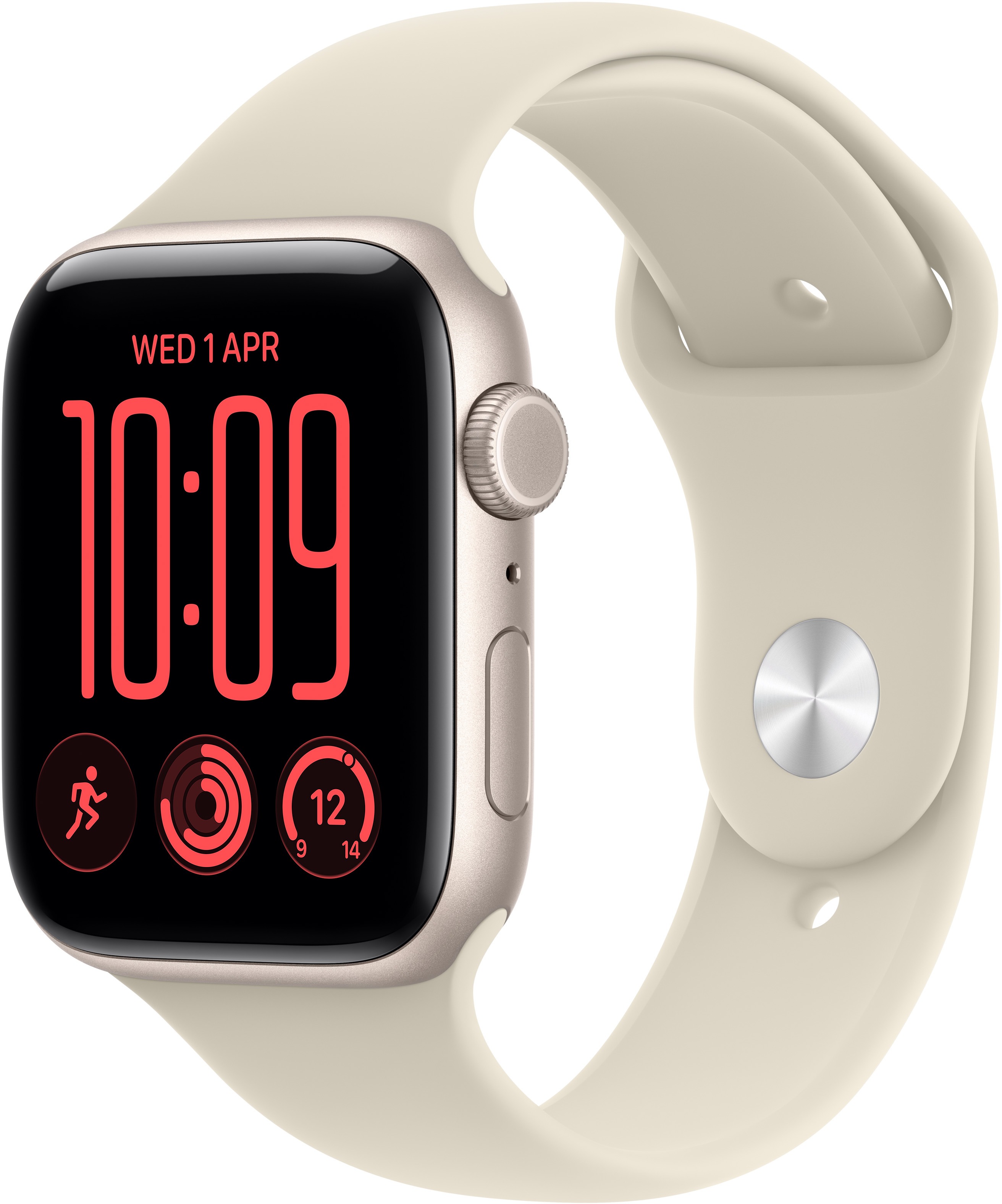 Apple Watch SE 3 Cellular 44mm Csillagfény alumínium tok Homokszín sportszíjjal - M/L