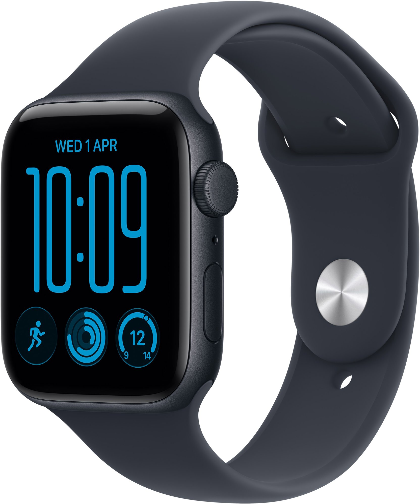 Apple Watch SE 3 44mm Éjfekete alumínium tok Tengerészkék sportszíjjal - S/M