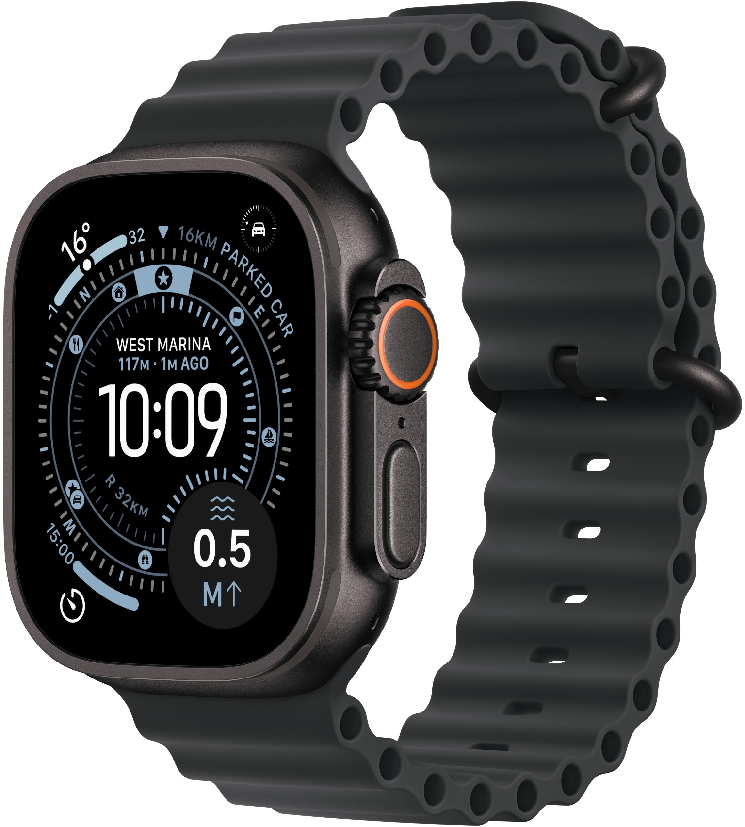 Apple Watch Ultra 3 49mm Fekete titán tok Fekete óceán szíj