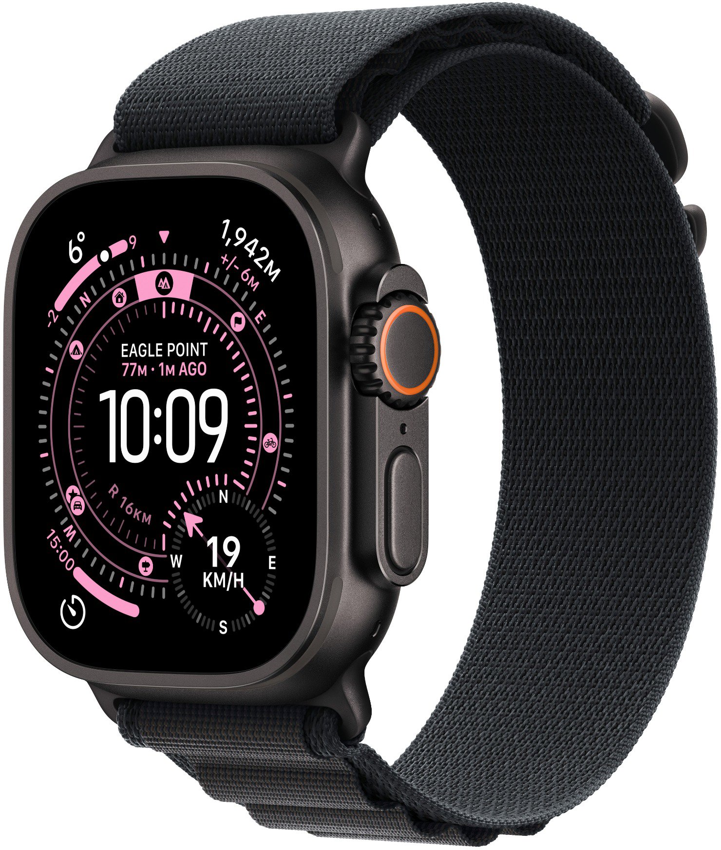 Apple Watch Ultra 3 49mm Fekete titán tok Fekete alpesi pánttal - M