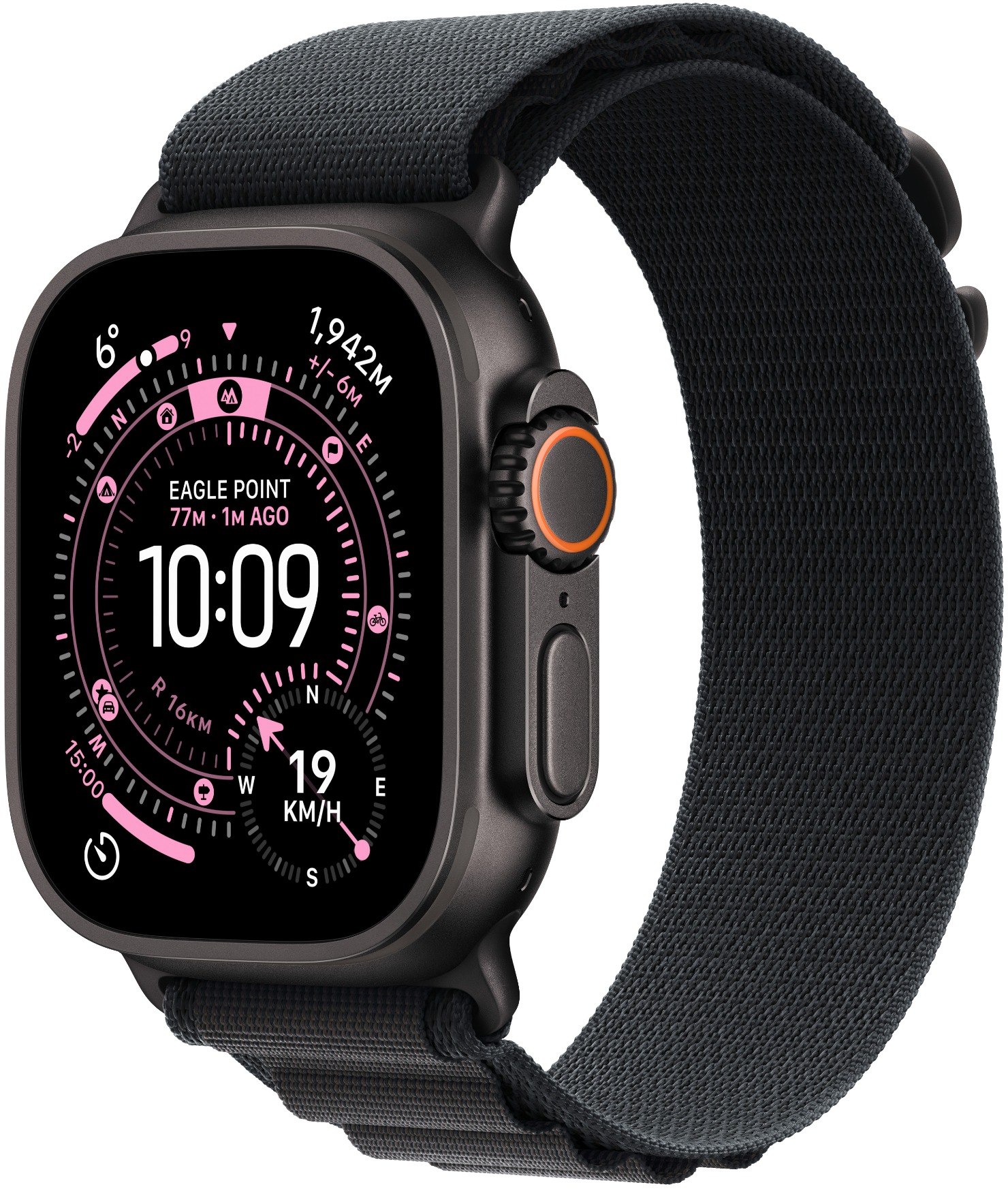 Apple Watch Ultra 3 49mm Fekete titán tok Fekete alpesi pánttal - L