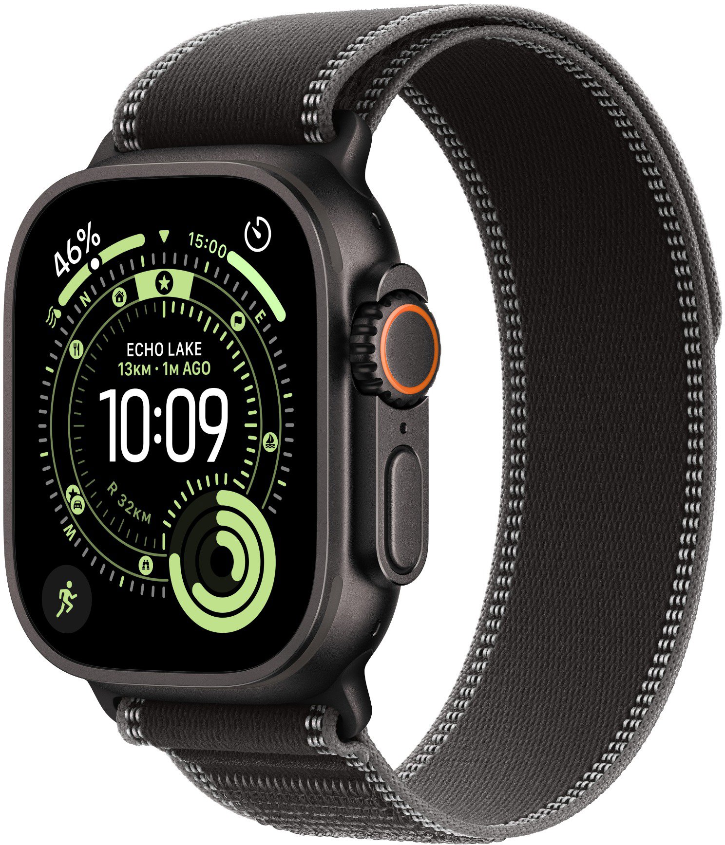 Apple Watch Ultra 3 49mm Fekete titán tok Fekete/hamuszürke terep pánttal - S/M