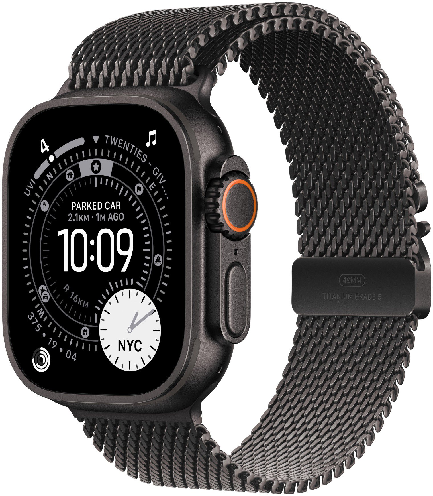 Apple Watch Ultra 3 49mm Fekete titán tok Fekete titán milánói szíjjal - S