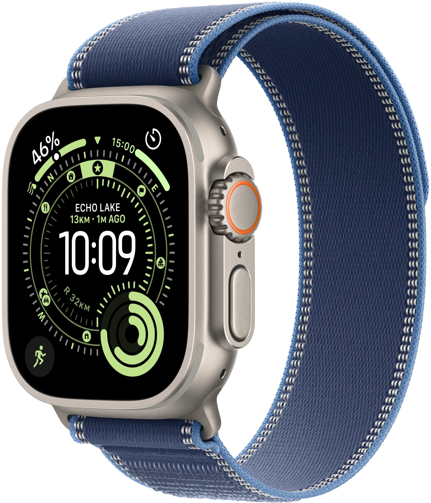 Apple Watch Ultra 3 49mm Natúr titán tok Kék/élénkkék terep pánttal - M/L