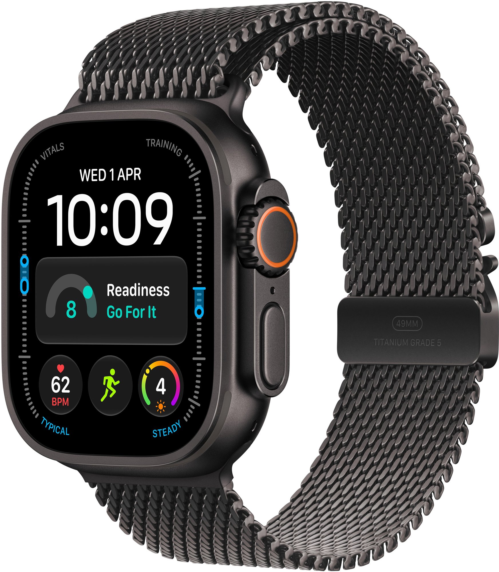 Apple Watch Ultra 4 49mm Fekete titán tok Fekete titán milánói szíjjal - M