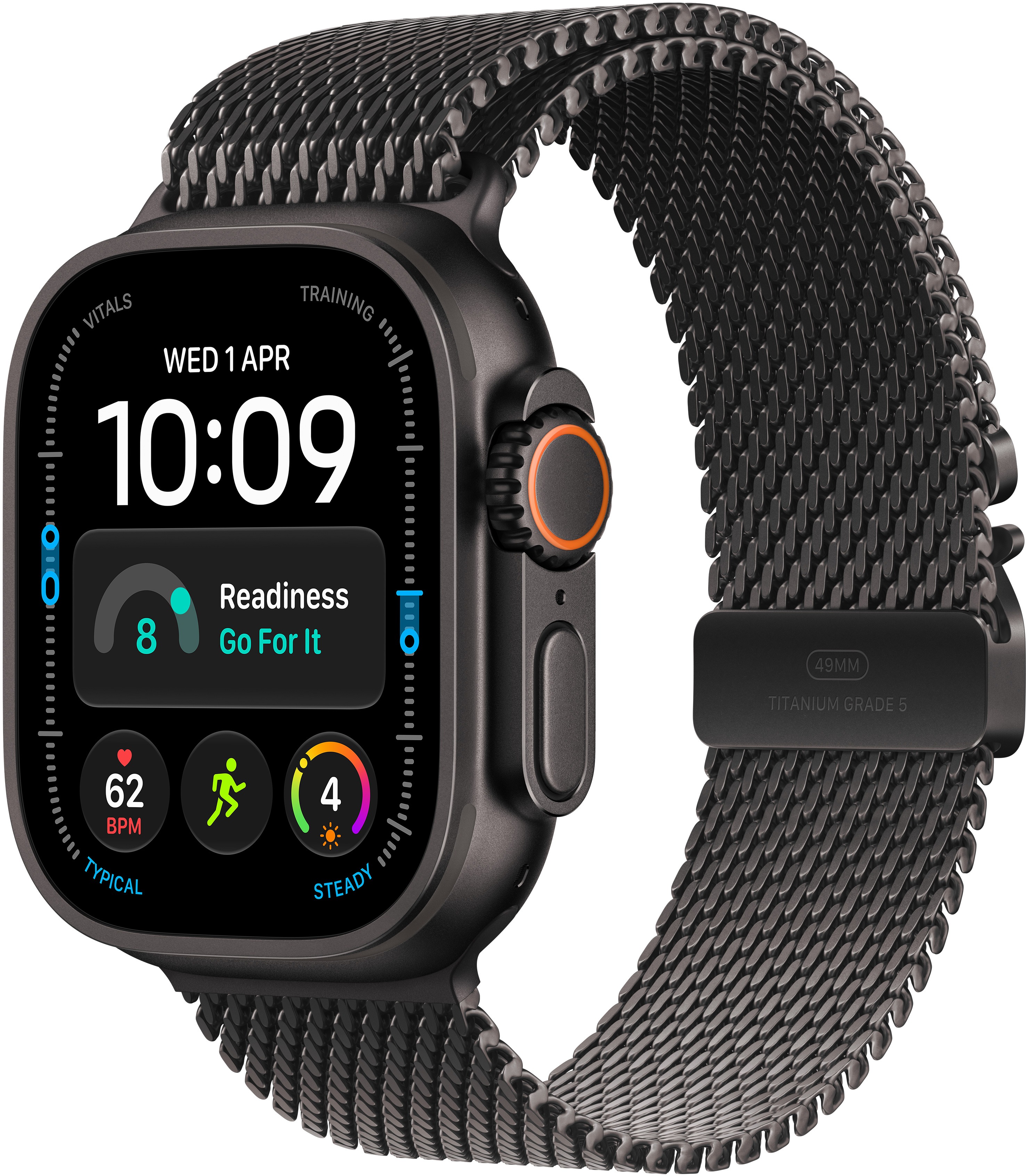 Apple Watch Ultra 4 49mm Fekete titán tok Fekete titán milánói szíjjal - L