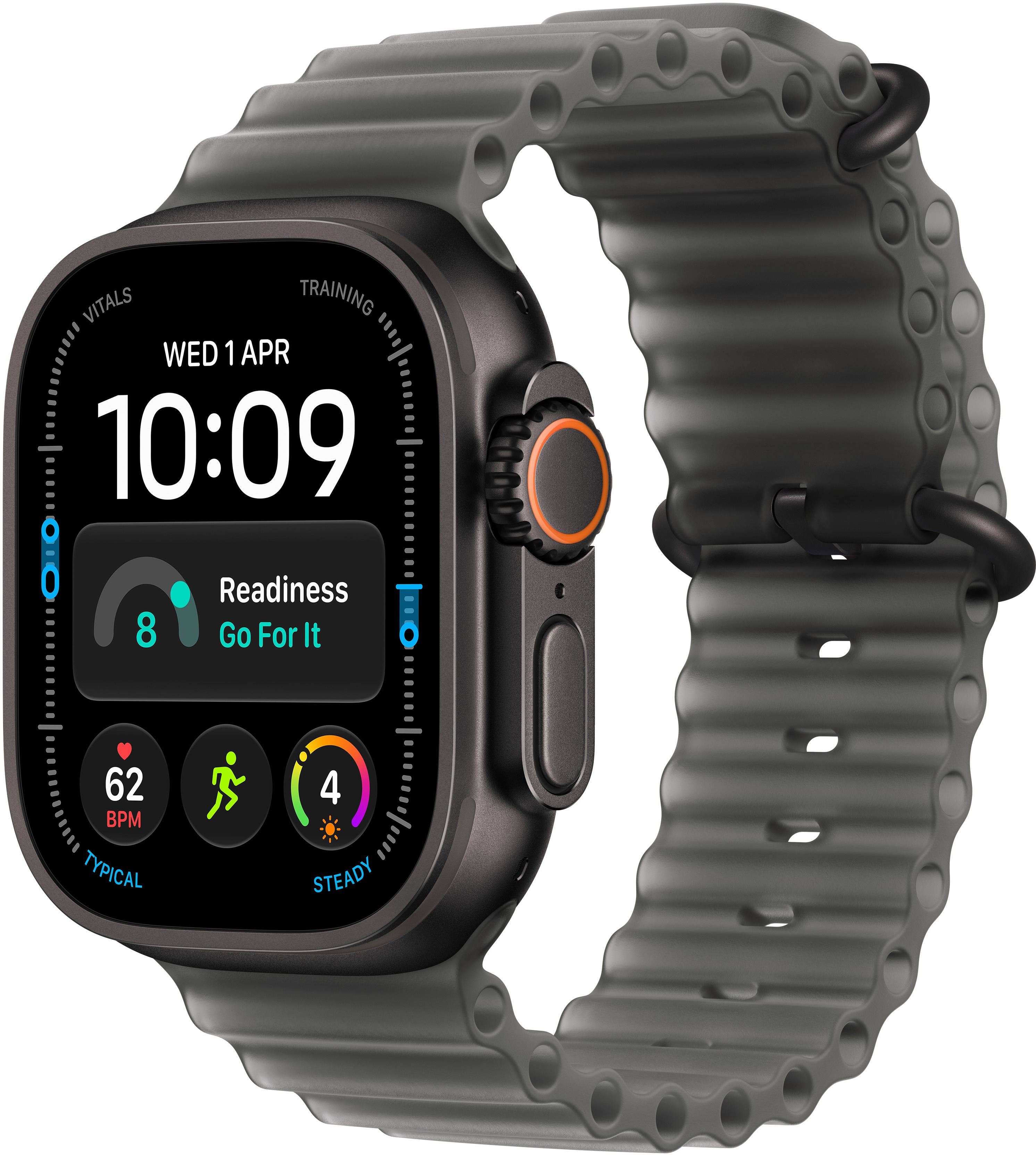 Apple Watch Ultra 4 49mm Fekete titán tok Áttetsző fekete óceán szíjjal